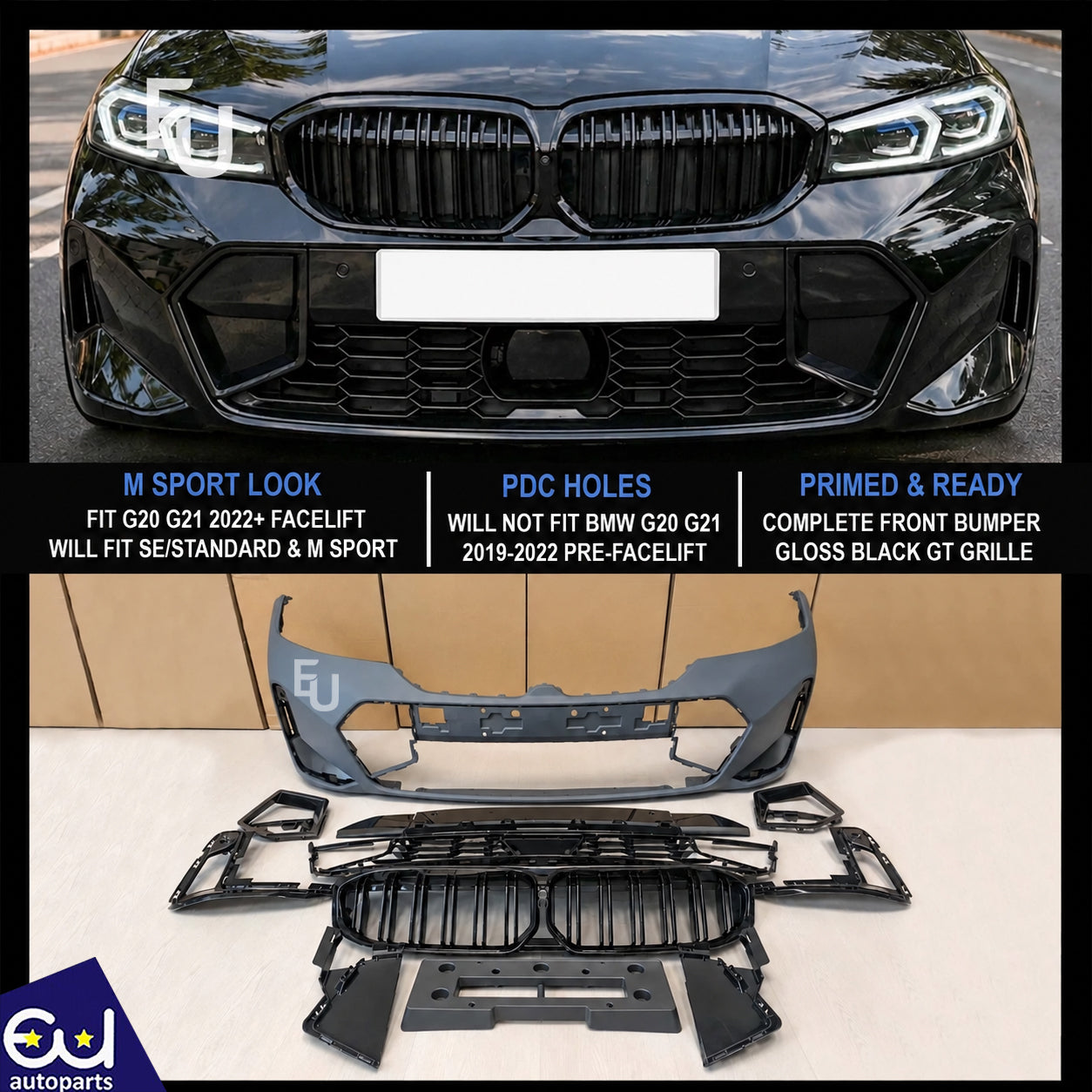 FOR BMW 3 SERIES G20 G21 LCI M SPORT COMPLETE FRONT BUMPER BODYKIT 2022+