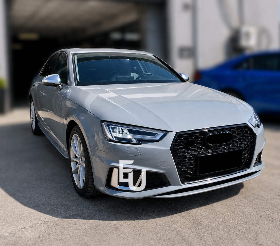 FRONT HONEYCOMB GRILLE RS4 STYLE GLOSS BLACK GRILLE FOR AUDI A4 S4 B9 15-19