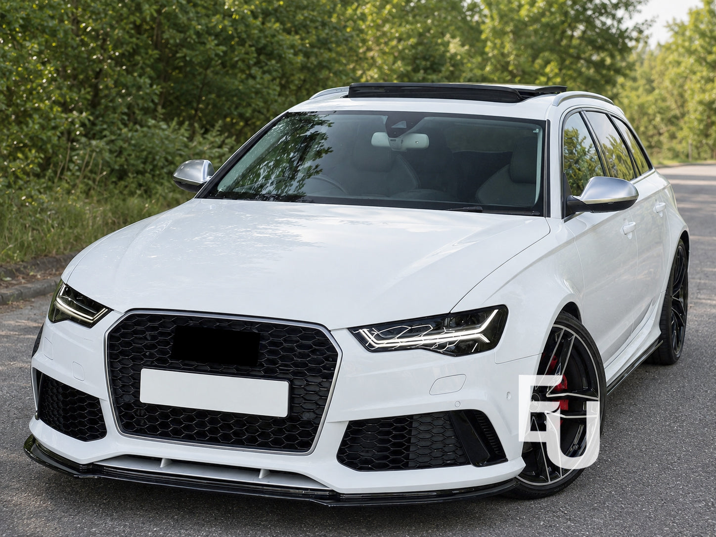 RS6 LOOK FRONT HONEYCOMB GRILL GRILLE FOR AUDI A6 S6 C7.5 2015-18 BLACK NO LOGO