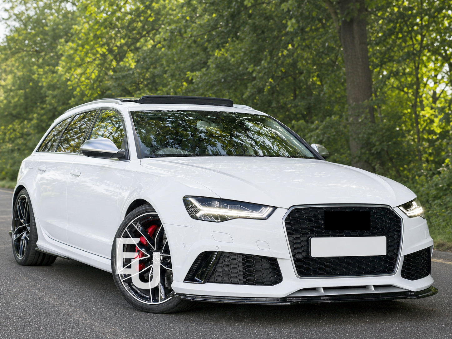 RS6 LOOK FRONT HONEYCOMB GRILL GRILLE FOR AUDI A6 S6 C7.5 2015-18 BLACK NO LOGO