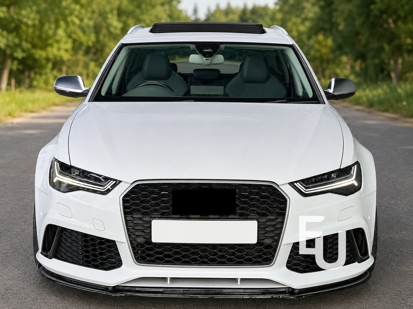 RS6 LOOK FRONT HONEYCOMB GRILL GRILLE FOR AUDI A6 S6 C7.5 2015-18 BLACK NO LOGO