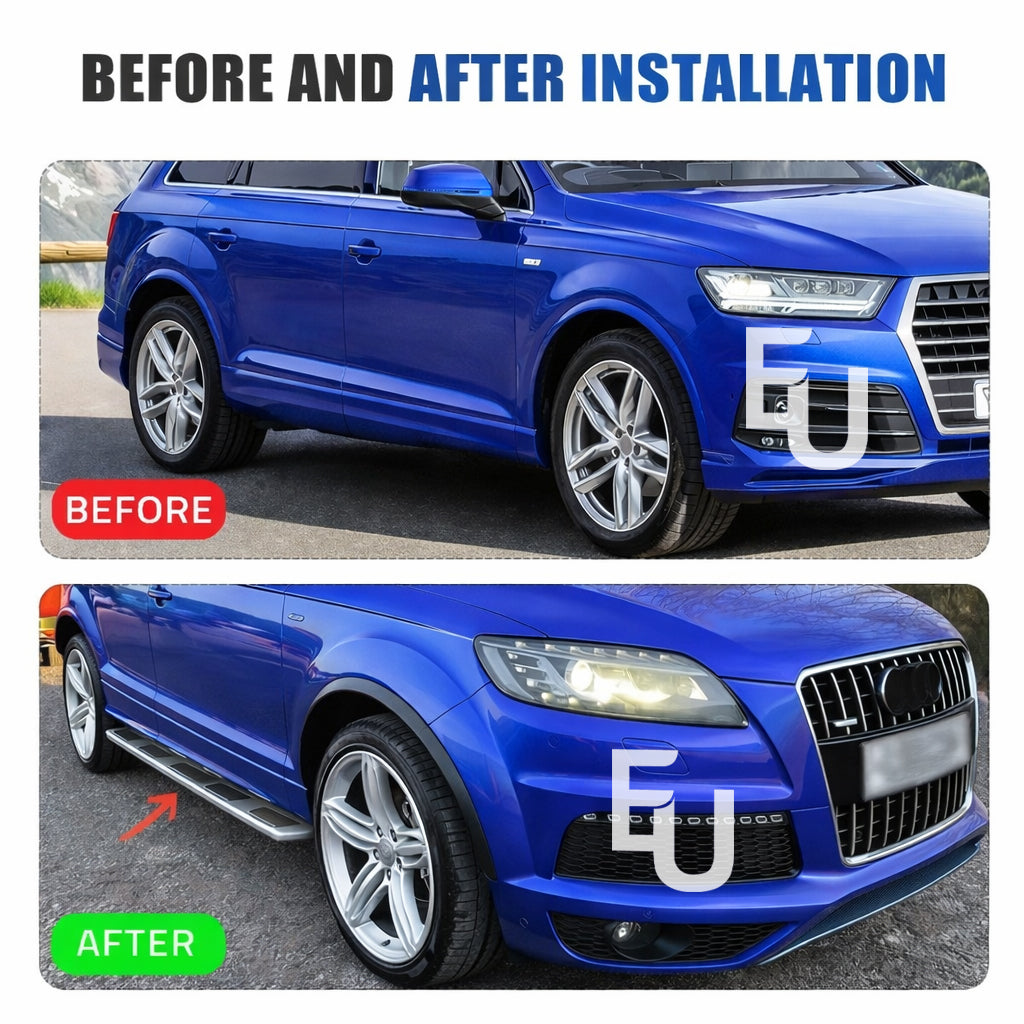 FOR AUDI Q7 SIDE STEPS RUNNING BOARDS BARS GUARD 2006-2015 4L 100% BRUSHED STEEL