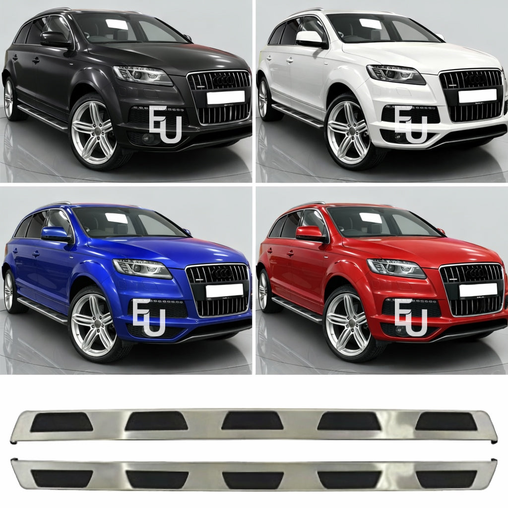 FOR AUDI Q7 SIDE STEPS RUNNING BOARDS BARS GUARD 2006-2015 4L 100% BRUSHED STEEL