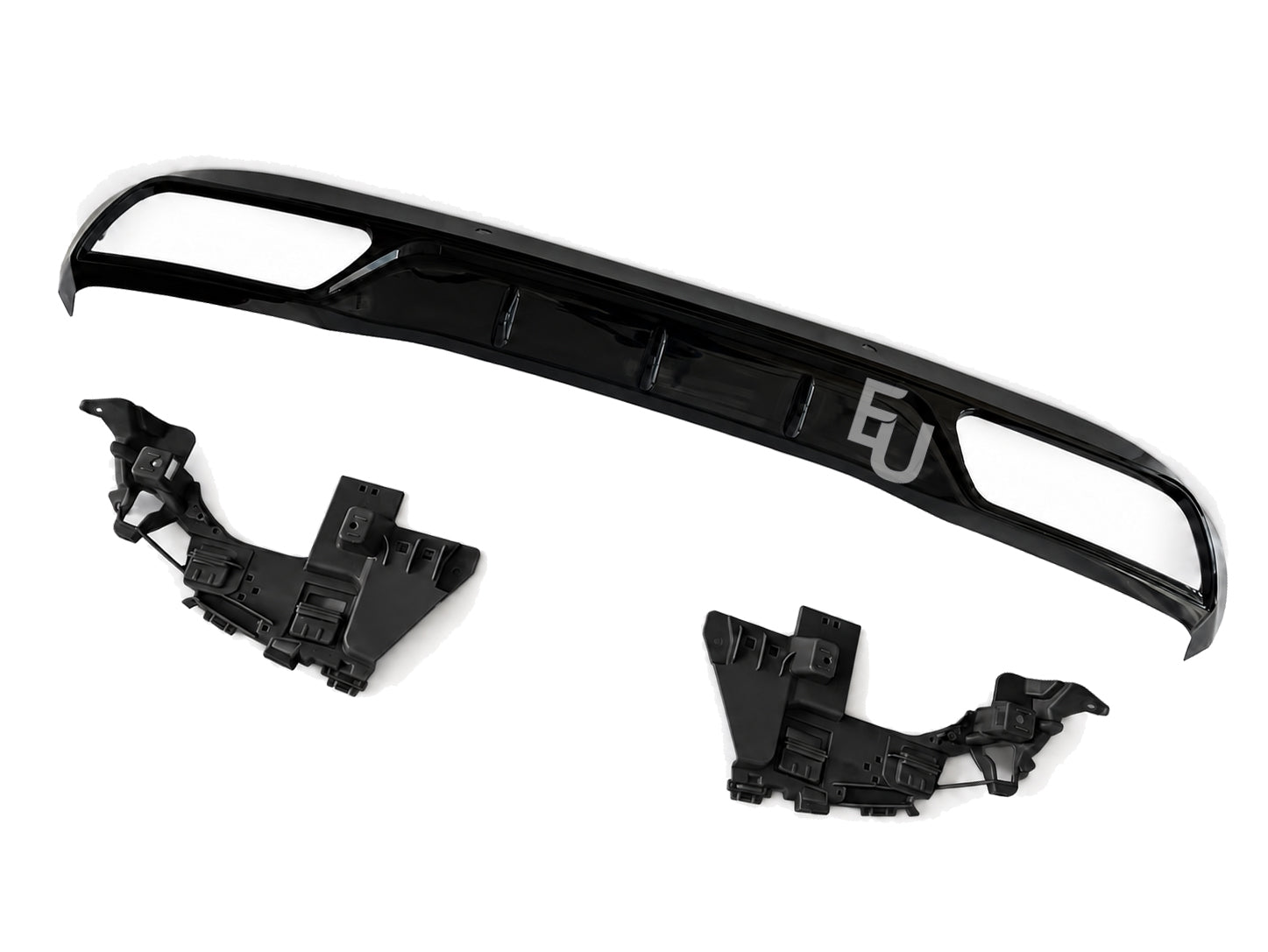 REAR DIFFUSER TAIL PIPE NON AMG FOR MERCEDES C-CLASS W205 C63 LOOK BLACK
