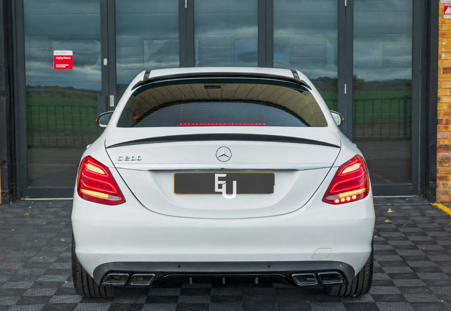 REAR DIFFUSER TAIL PIPE NON AMG FOR MERCEDES C-CLASS W205 C63 LOOK BLACK