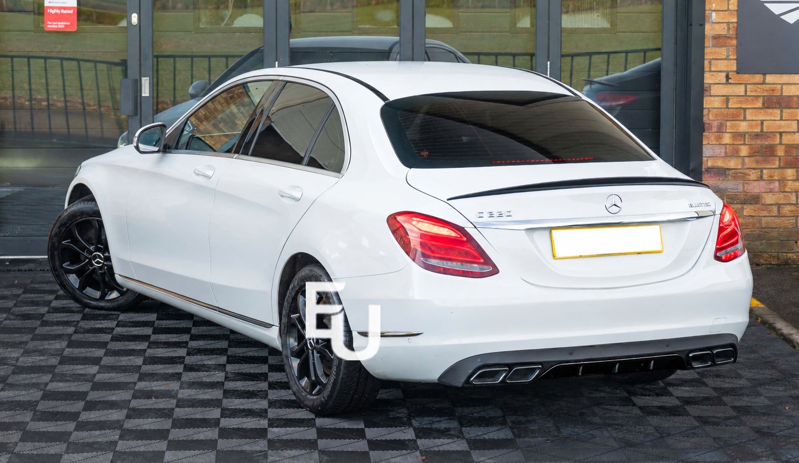 REAR DIFFUSER TAIL PIPE NON AMG FOR MERCEDES C-CLASS W205 C63 LOOK BLACK