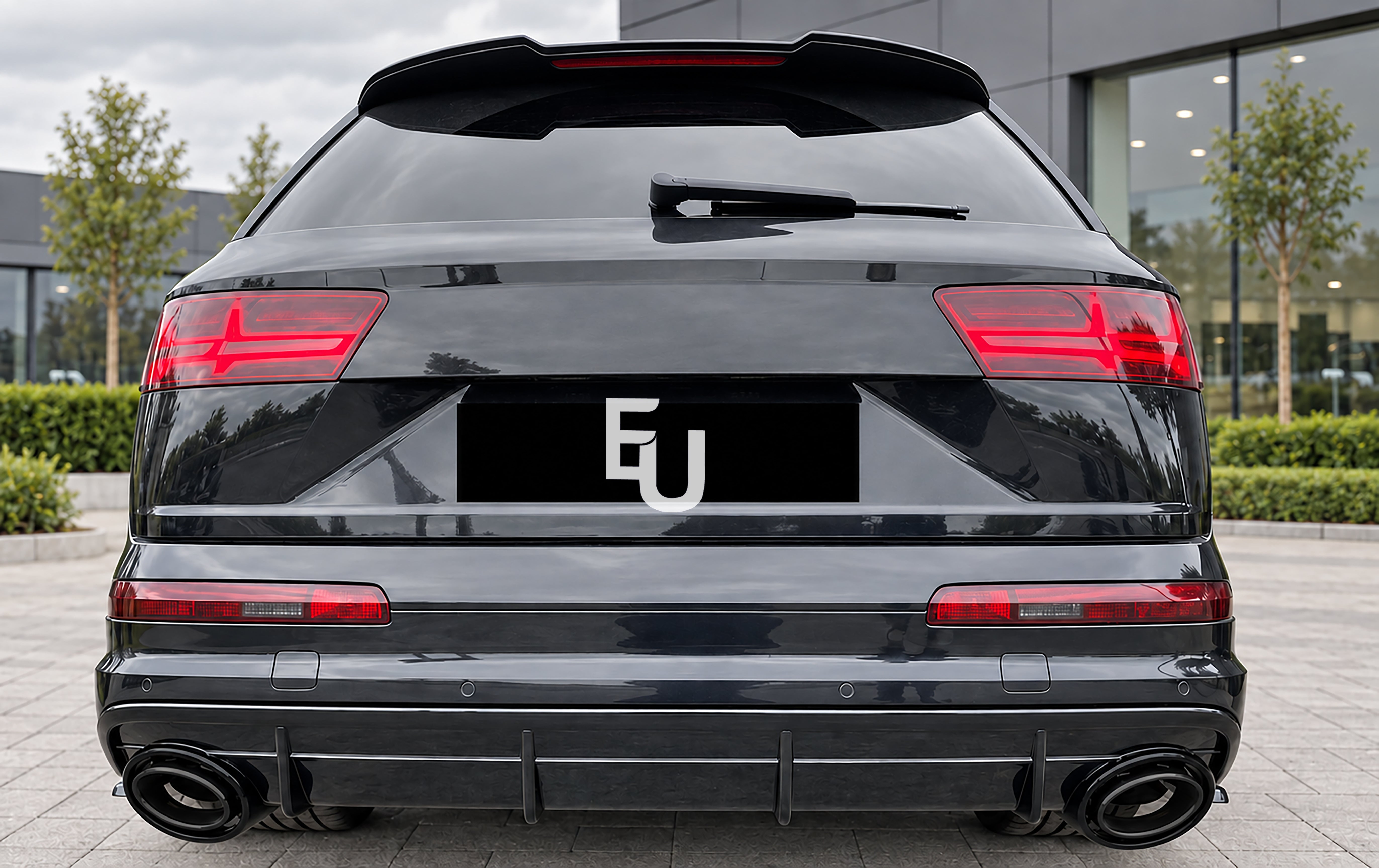 FOR AUDI Q7 SQ7 S LINE 4M RSQ7 LOOK PRE-LCI REAR BUMPER DIFFUSER TAILPIPES 15-19