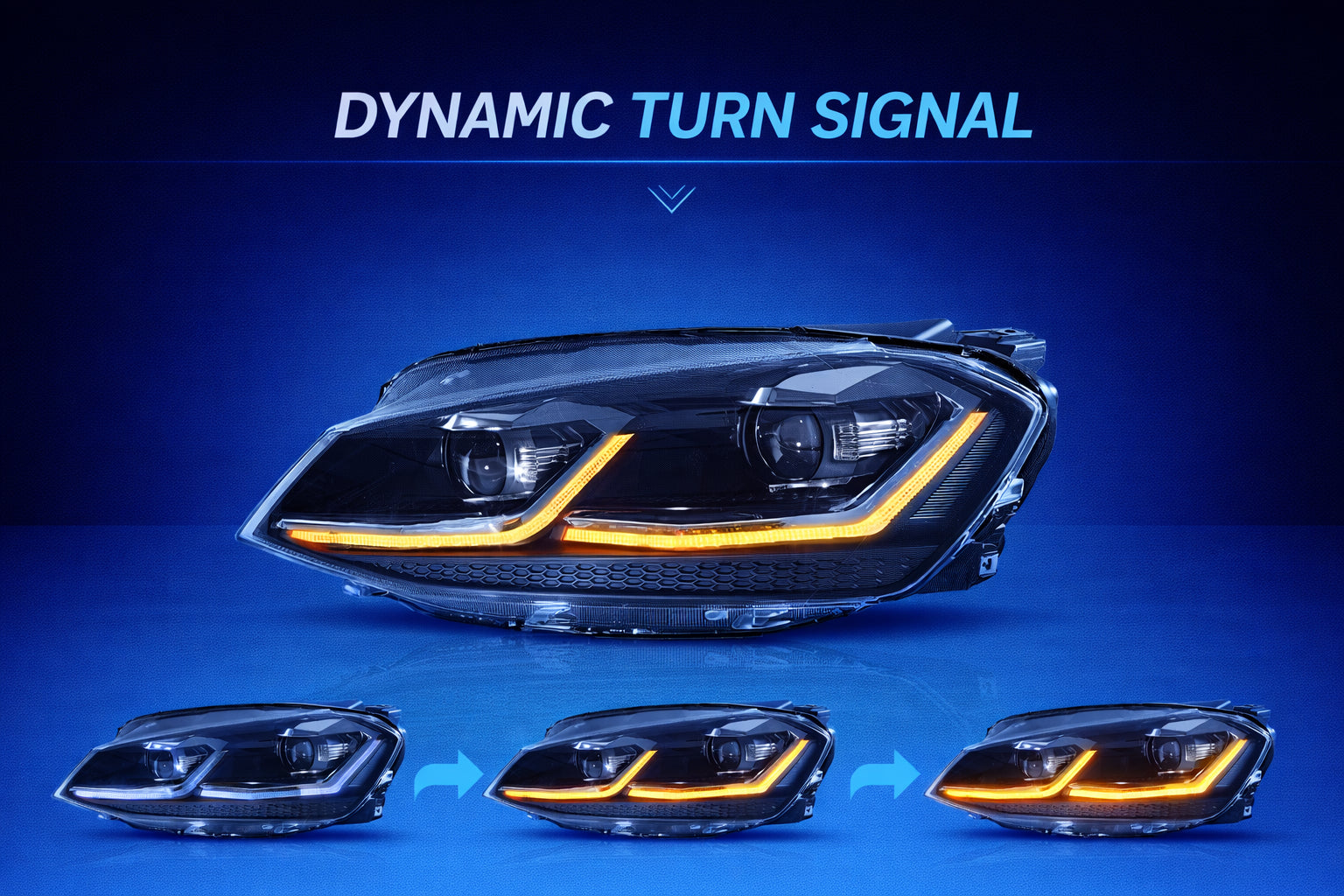 FOR VOLKSWAGEN VW GOLF MK7 PAIR VLAND FULL LED HEAD LIGHTS SEQUENTIAL LAMP 13-16