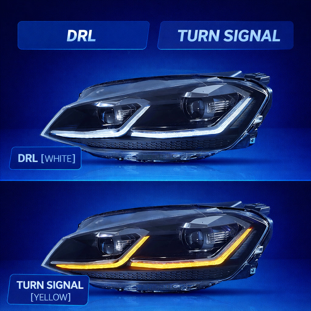 FOR VOLKSWAGEN VW GOLF MK7 PAIR VLAND FULL LED HEAD LIGHTS SEQUENTIAL LAMP 13-16