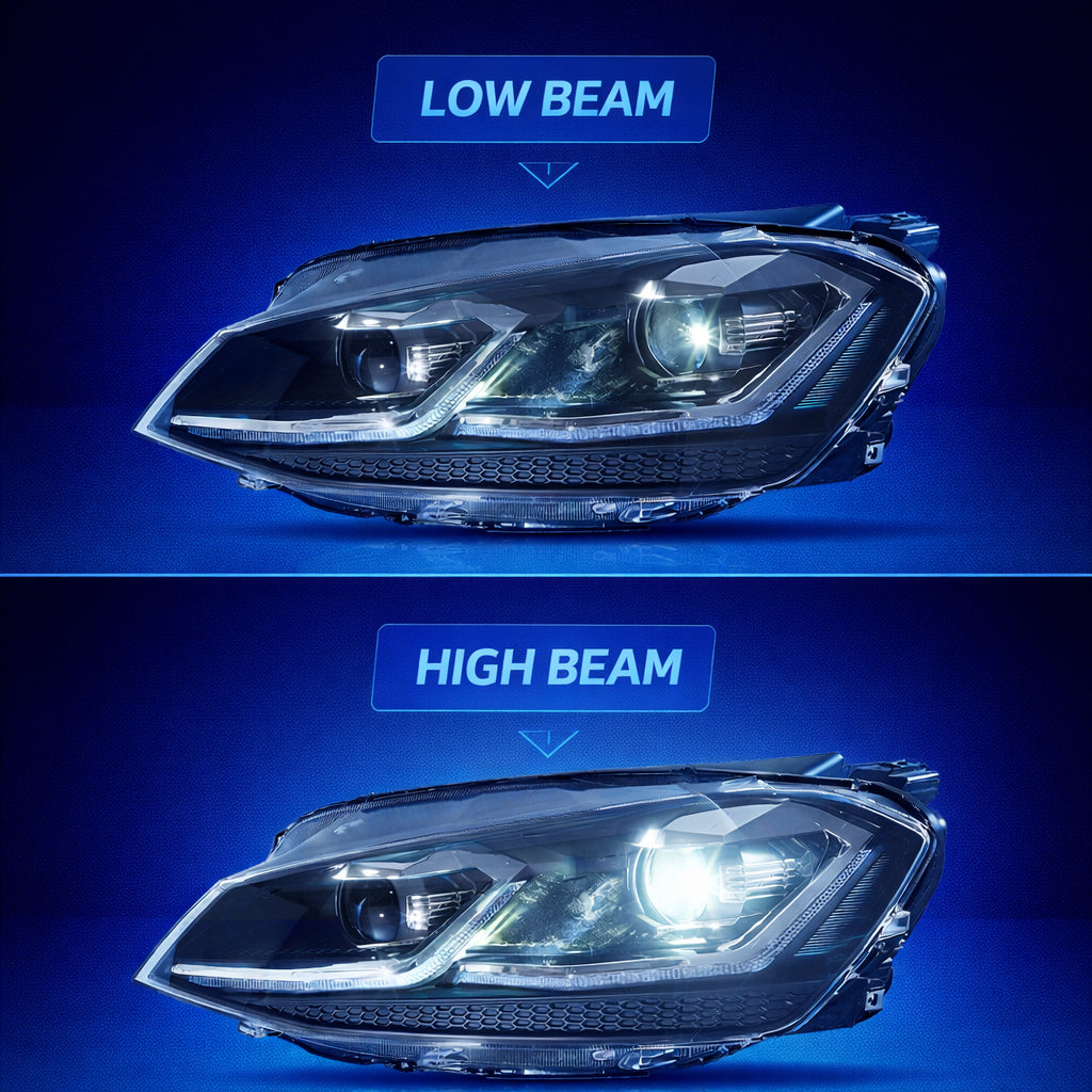 FOR VOLKSWAGEN VW GOLF MK7 PAIR VLAND FULL LED HEAD LIGHTS SEQUENTIAL LAMP 13-16