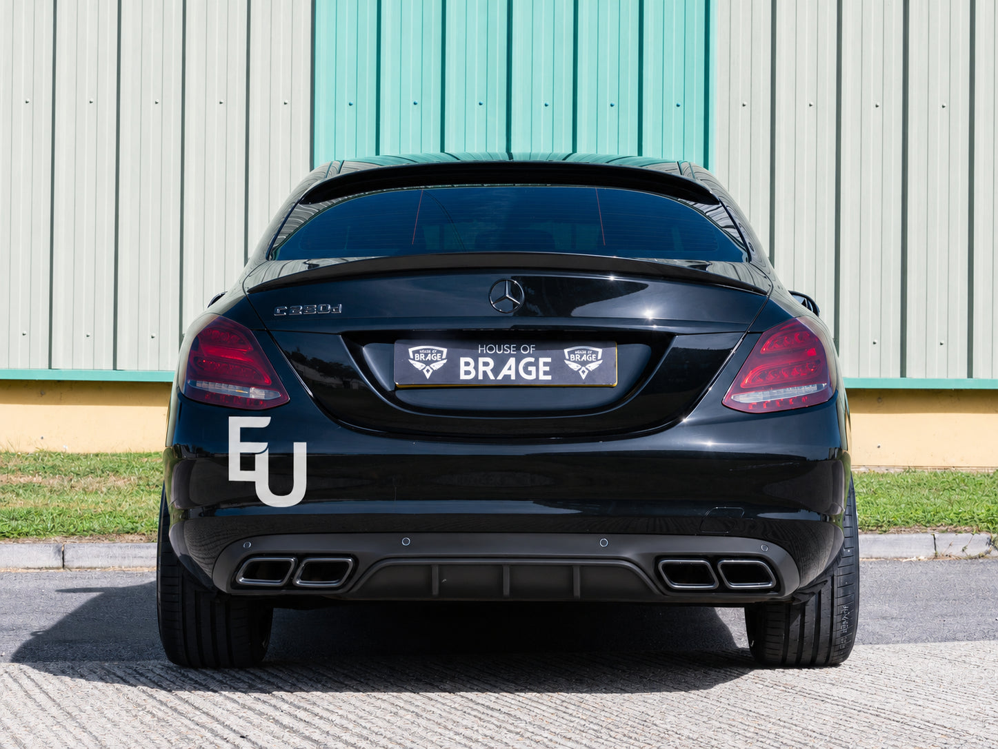 REAR DIFFUSER TAIL PIPE NON AMG FOR MERCEDES C-CLASS W205 C63 LOOK BLACK