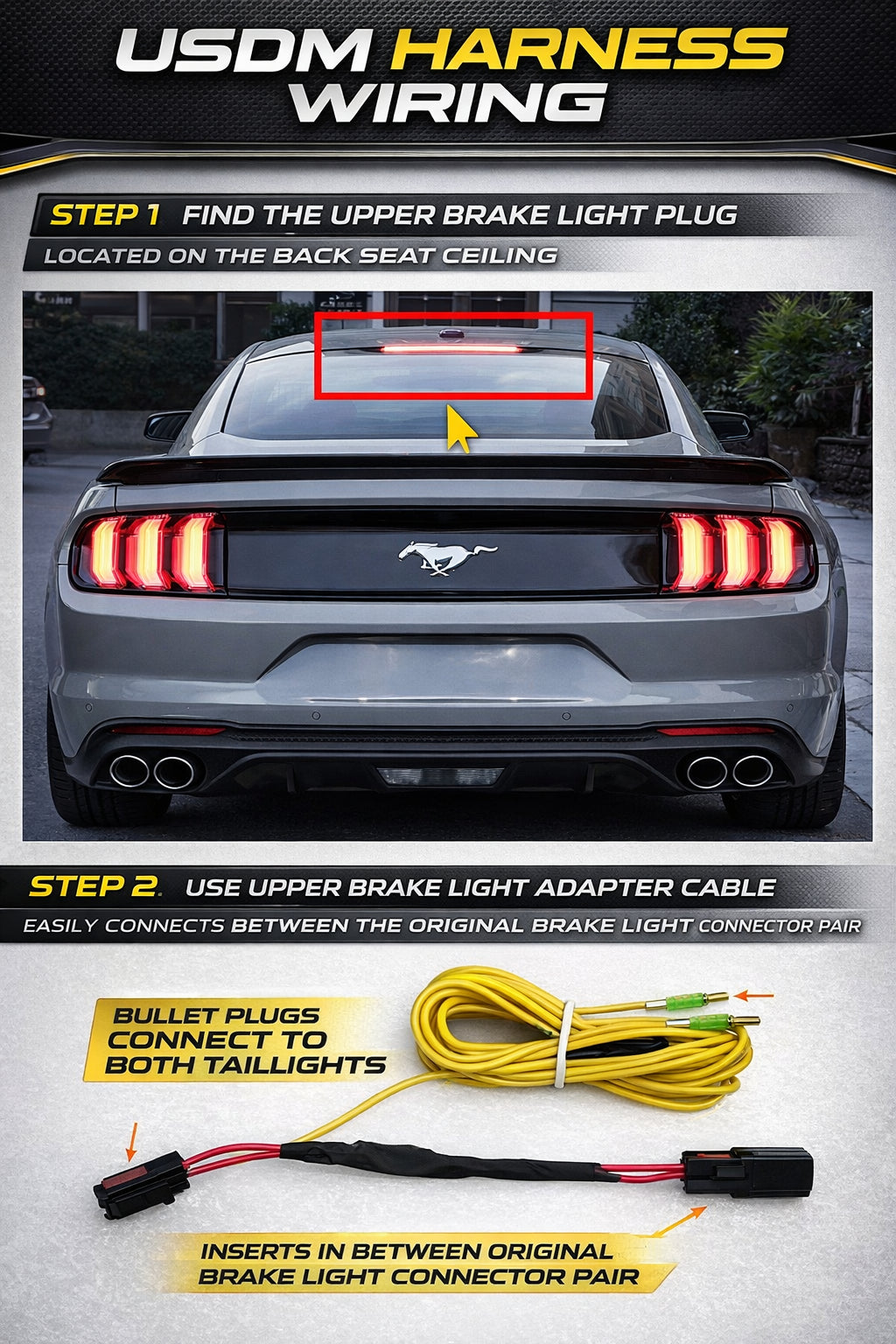 SMOKED LED REAR LIGHTS 5 MODES FOR FORD MUSTANG 2015-2023 W/SEQUENTIAL SIGNALS