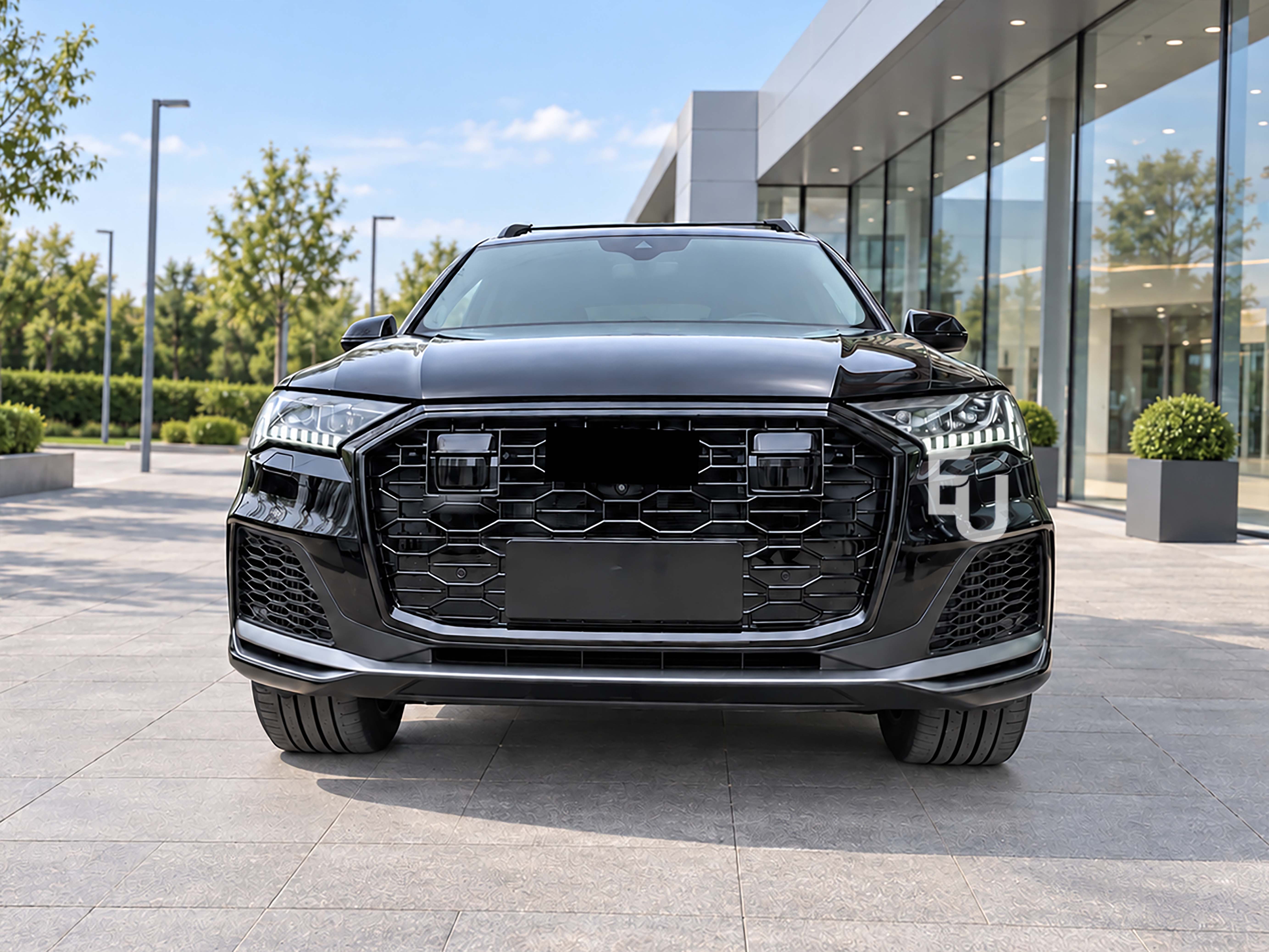RSQ7 STYLE FRONT GRILL GRILLE FOR AUDI Q7 SQ7 4M 2020-2023 WITH ACC RADAR BLACK