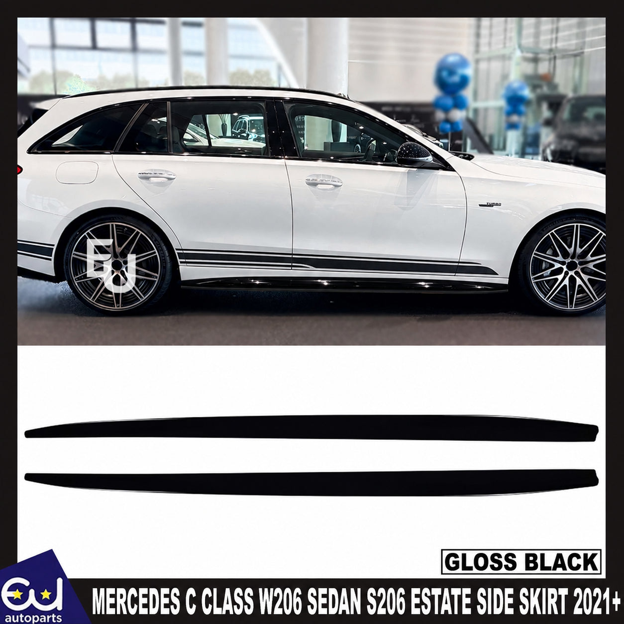 FOR MERCEDES C CLASS W206 SEDAN S206 ESTATE SIDE SKIRT AMG LINE EXTENSION 2021+