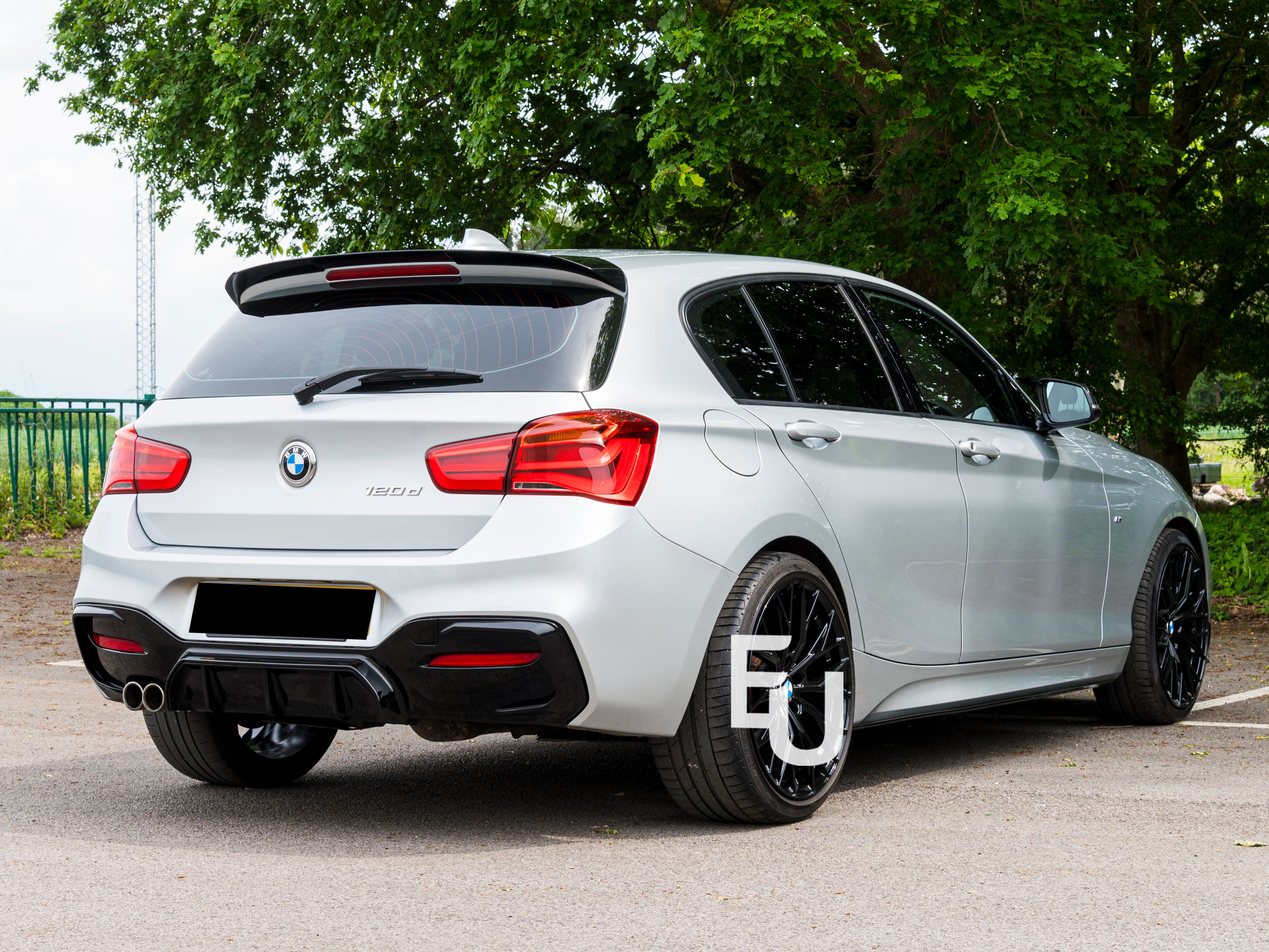 FOR BMW 1 SERIES F20 F21 LCI GLOSS BLACK REAR DIFFUSER LIP VALANCE BUMPER 15-19