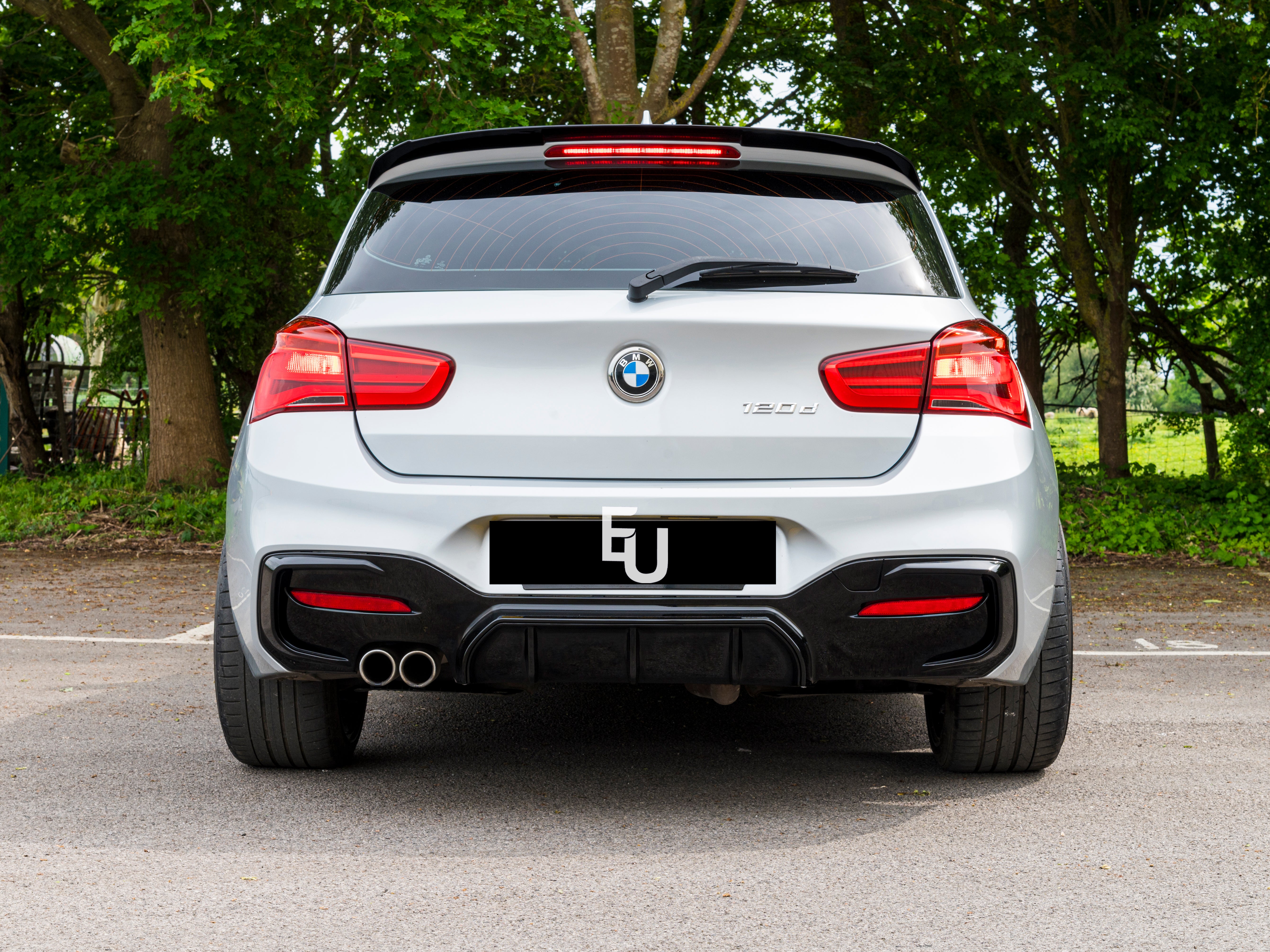 FOR BMW 1 SERIES F20 F21 LCI GLOSS BLACK REAR DIFFUSER LIP VALANCE BUMPER 15-19
