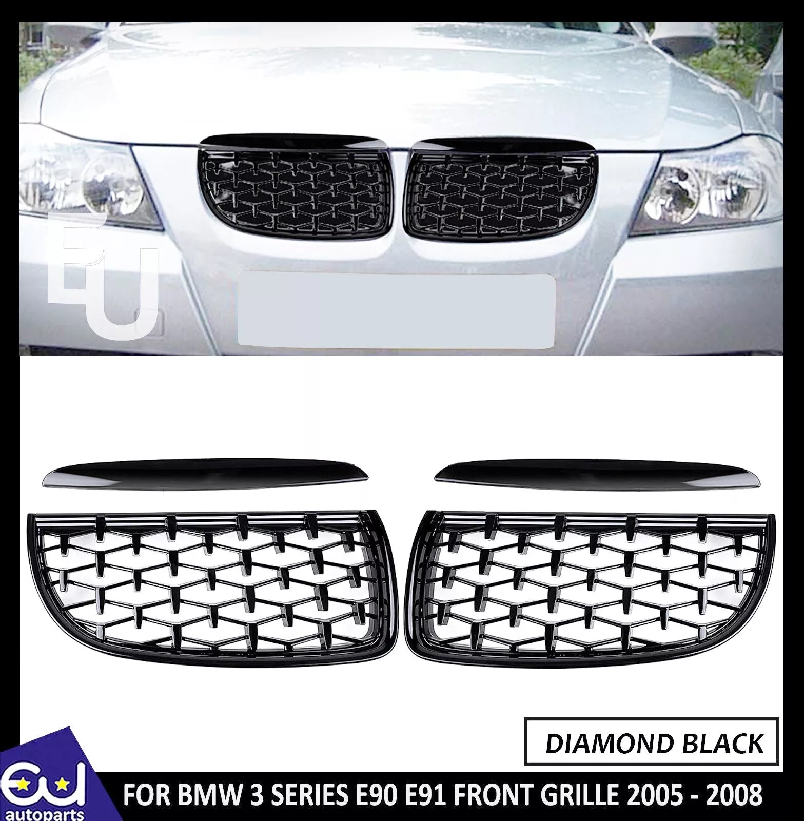 2 PCs Polijst Zwarte Voornier Grille Auto Grill Voor BMW 3 Reeksen E90 E91 323i 328i 335i 330i 325i 2005 2008 4 Deurs Enige Lijn 2 PCs Polijst Zwarte Voornier Grille Auto Grill Voor BMW 3 Reeksen E90 E91 323i 328i 335i 330i 325i 2005 2008 4 Deurs Enige Lijn