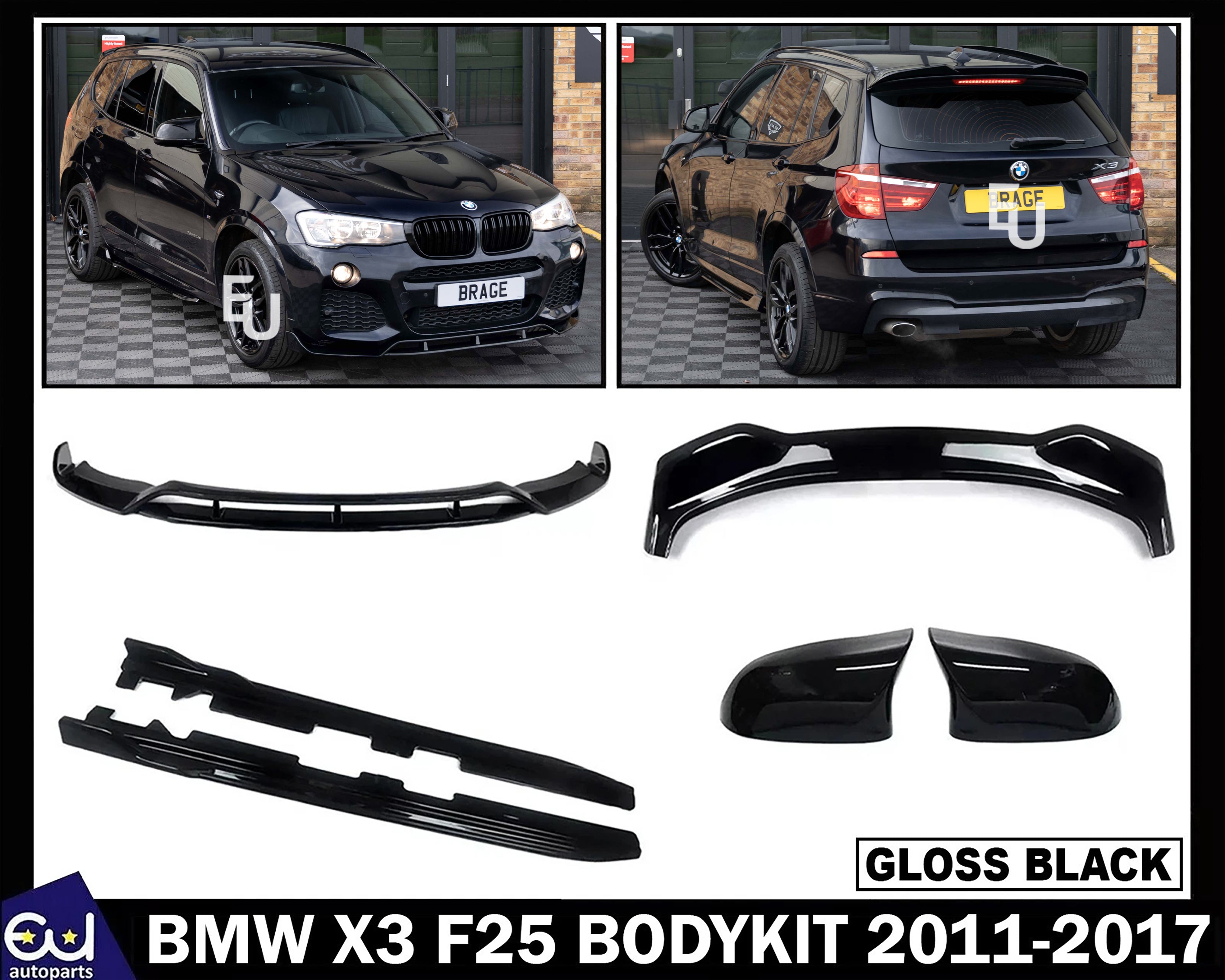 FOR BMW X3 F25 BODYKIT BODY KIT REAR SPOILER MIRROR COVER FRONT LIP SKIRT 14-17