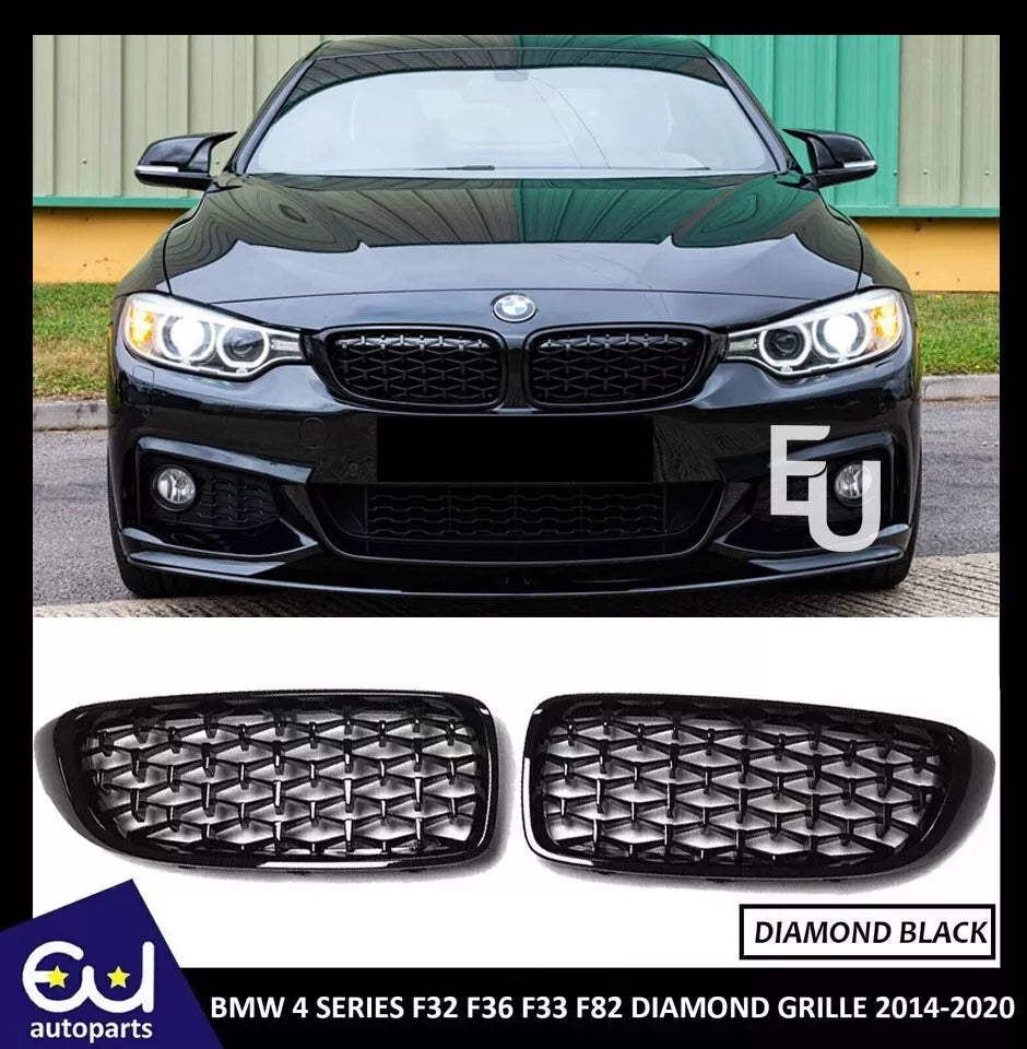 FOR BMW 4 SERIES F32 F36 F33 F82 FRONT GRILLE GRILL GLOSS BLACK DIAMOND 14-2020
