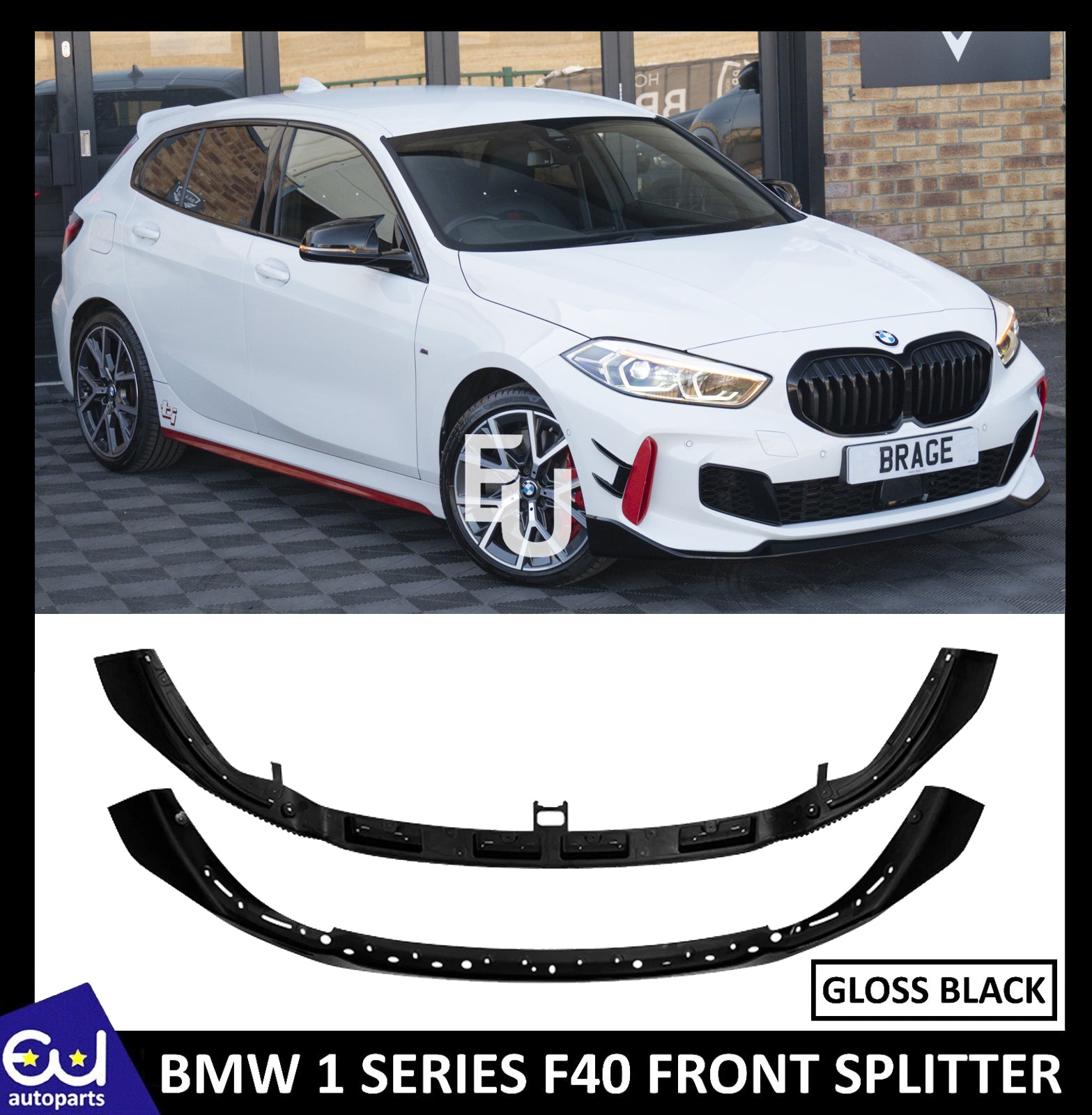 FOR BMW 1 SERIES F40 M SPORT FRONT SPLITTER SPOILER LIP GLOSS BLACK 19+