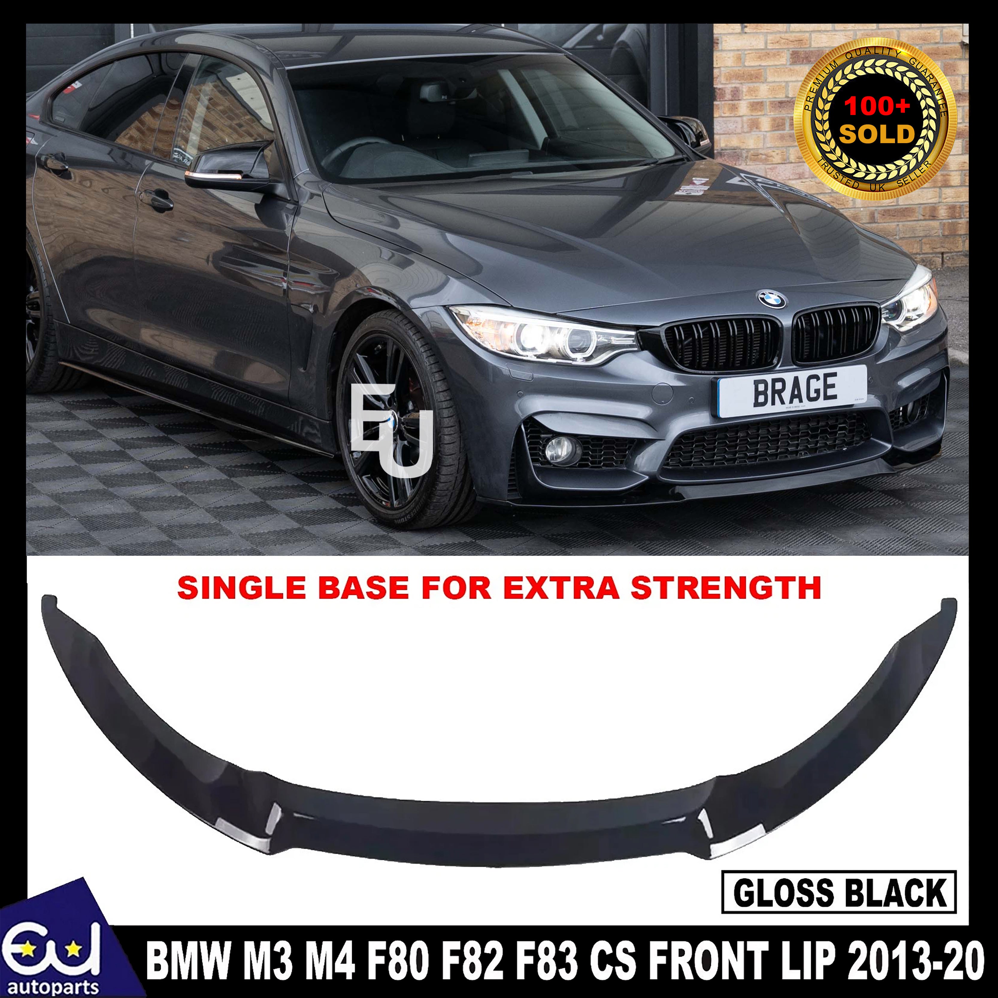 FOR BMW M3 M4 F80 F82 F83 CS CLUB SPORT STYLE FRONT LIP SPLITTER GLOSS BLACK