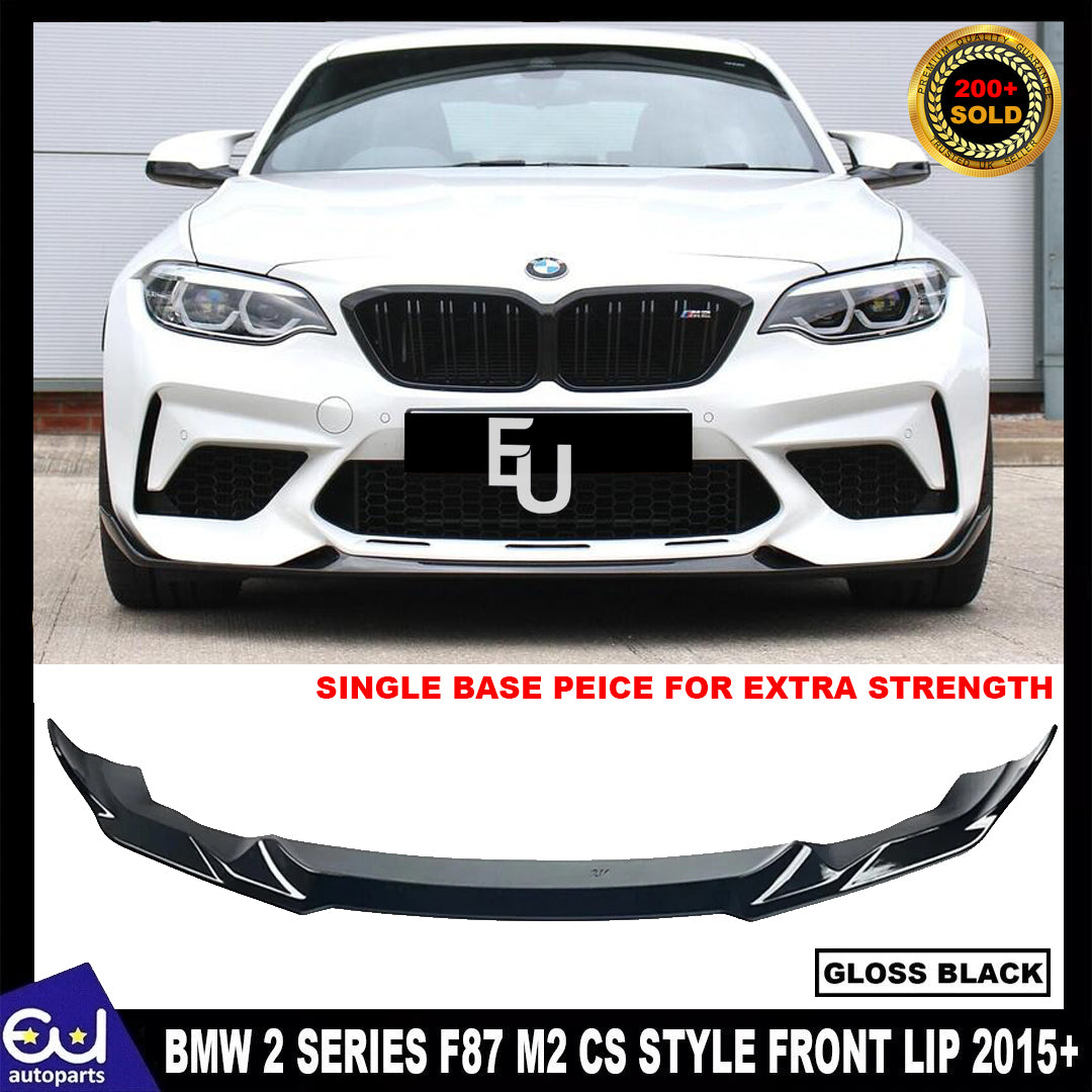 FOR BMW 2 SERIES F87 M2 CS STYLE FRONT BUMPER SPLITTER LIP GLOSS BLACK 2015+