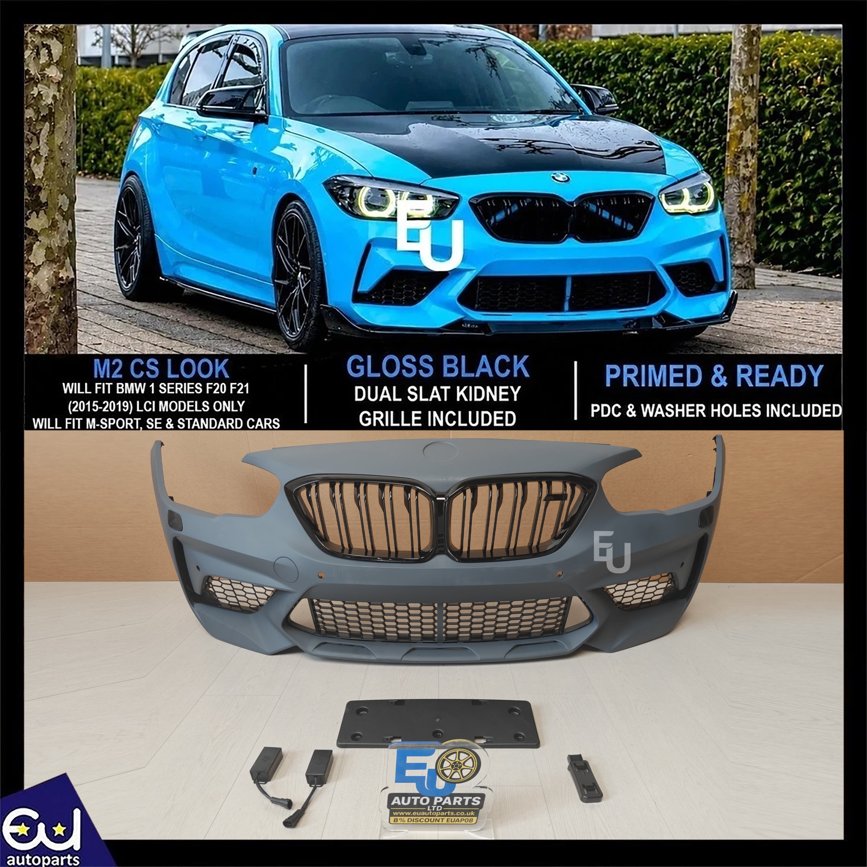 FOR BMW 1 SERIES F20 F21 UPGRADE M2 COMPETITION LOOK FRONT BUMPER KIT 2015-2019