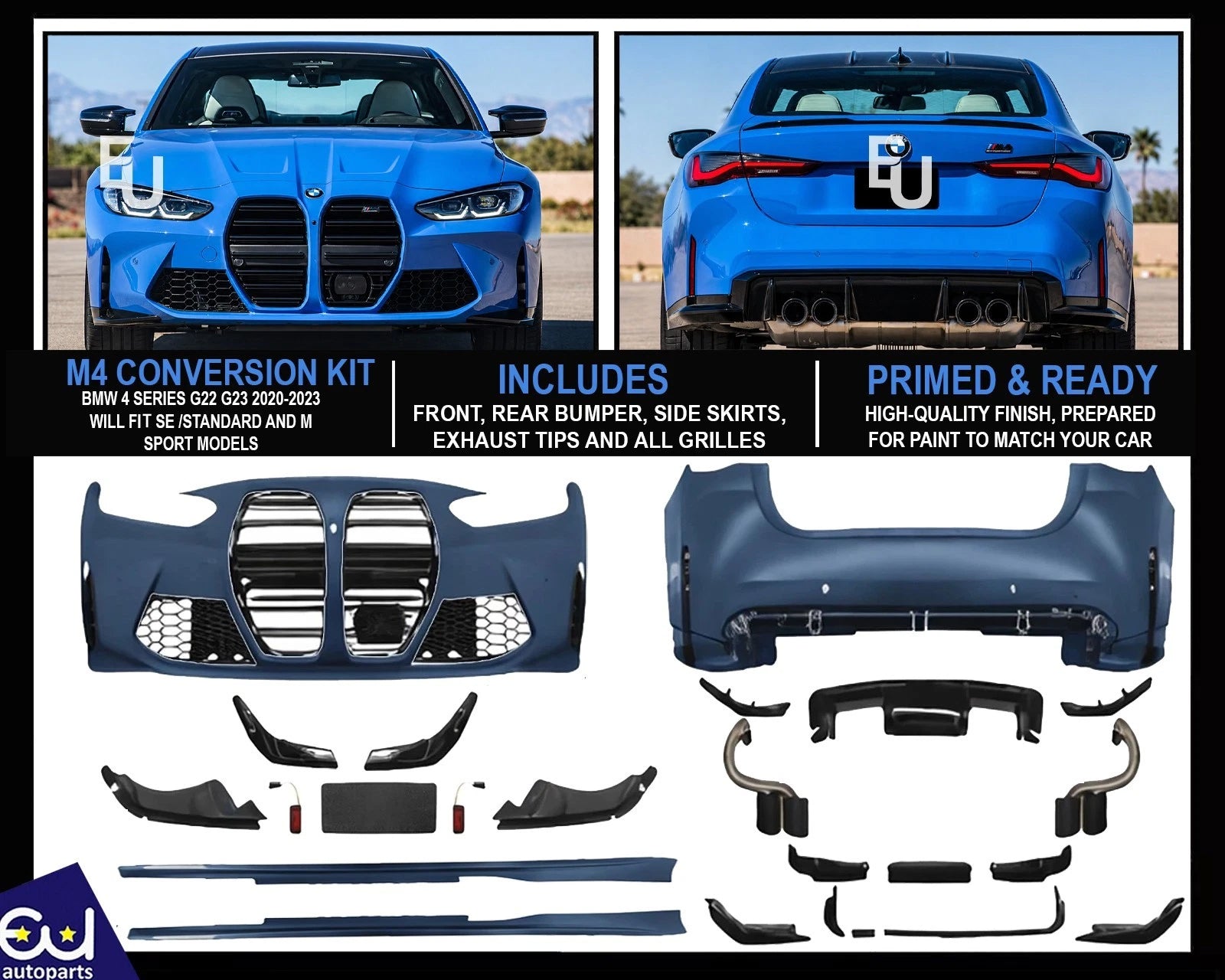 G82 G83 M4 CONVERSION FRONT REAR BUMPER FULL BODYKIT FOR BMW 4 SERIES G22 G23