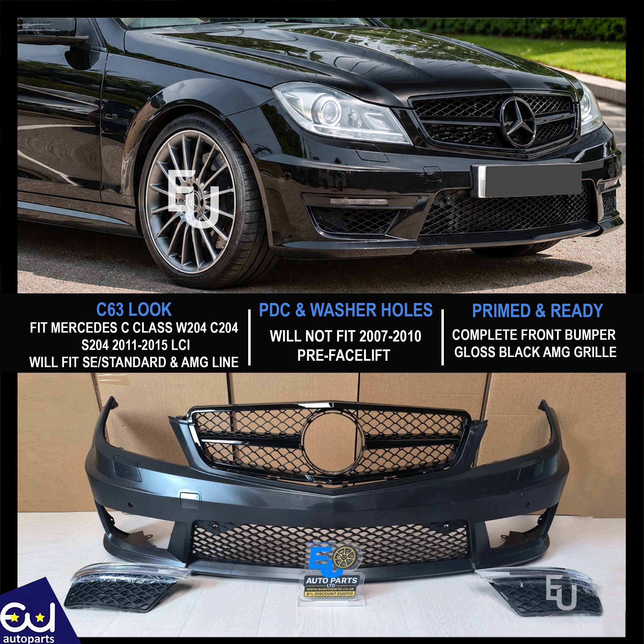 FOR MERCEDES C CLASS W204 C204 S204 C63 LOOK FRONT BUMPER 2011-2015 FACELIFT