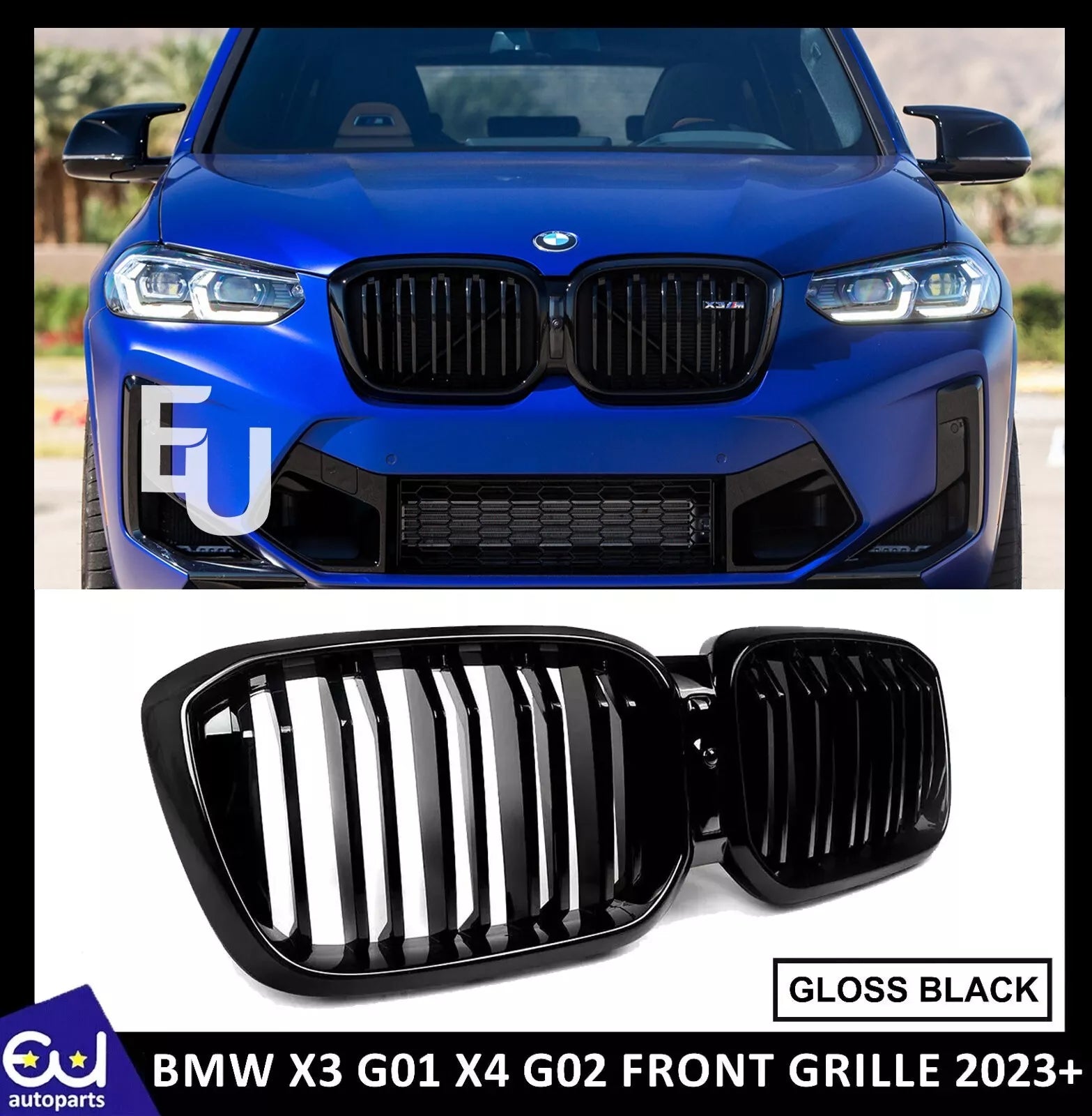 FOR BMW X3 G01 X4 G02 LCI GLOSS FRONT KIDNEY GRILLE GRILL DUAL TWIN FACELIFT 22+