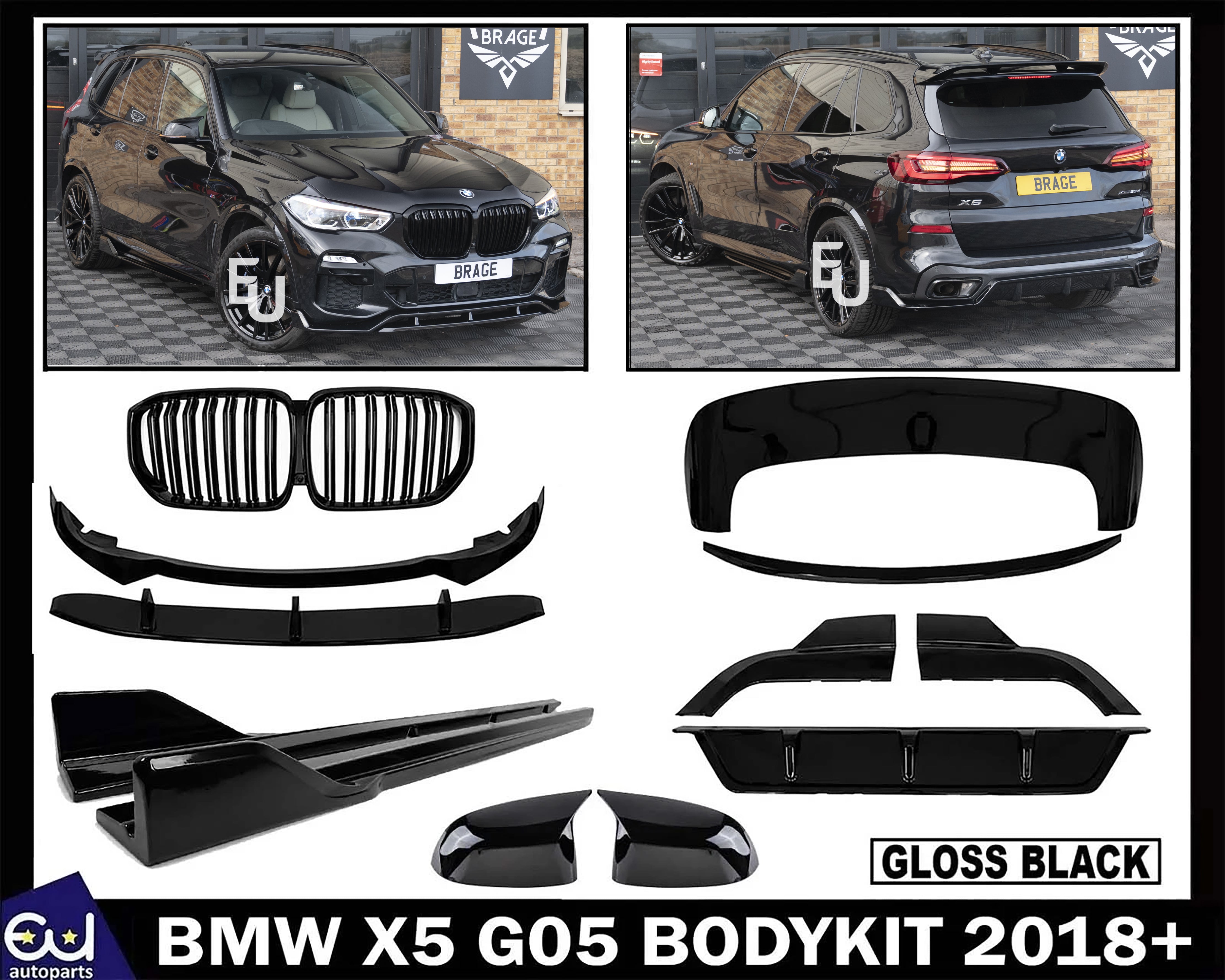FOR BMW X5 G05 BODYKIT BODY KIT FRONT SPLITTER LIP REAR DIFFUSER SKIRTS GRILLE