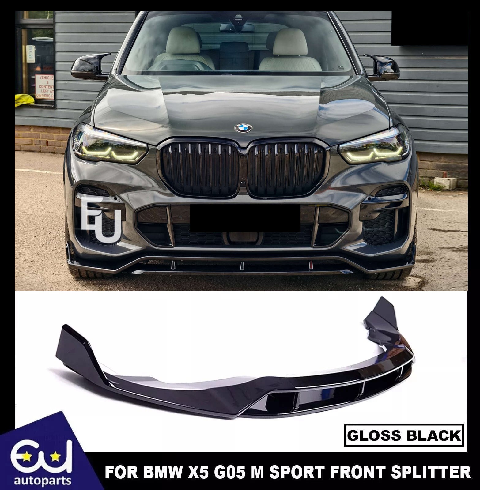 FOR BMW X5 G05  M SPORT FRONT SPLITTER EXTENSION SPOILER LIP GLOSS BLACK 19-23