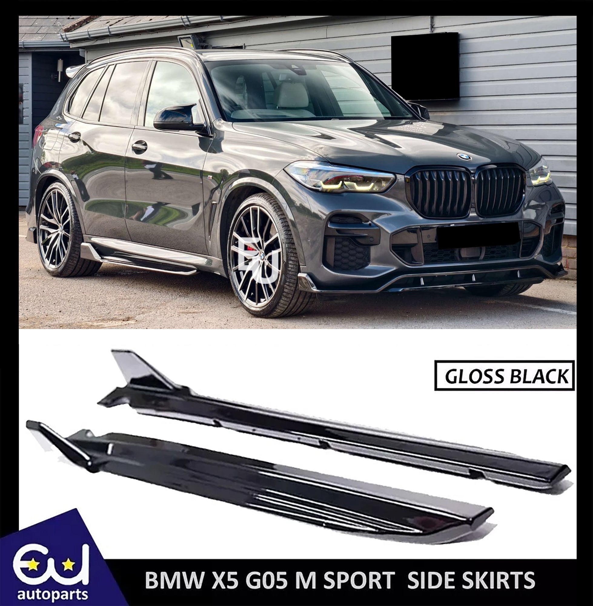 FOR BMW X5 G05 M SPORT GLOSS BLACK SIDE SKIRTS EXTENSION BLADES FACELIFT 18-23