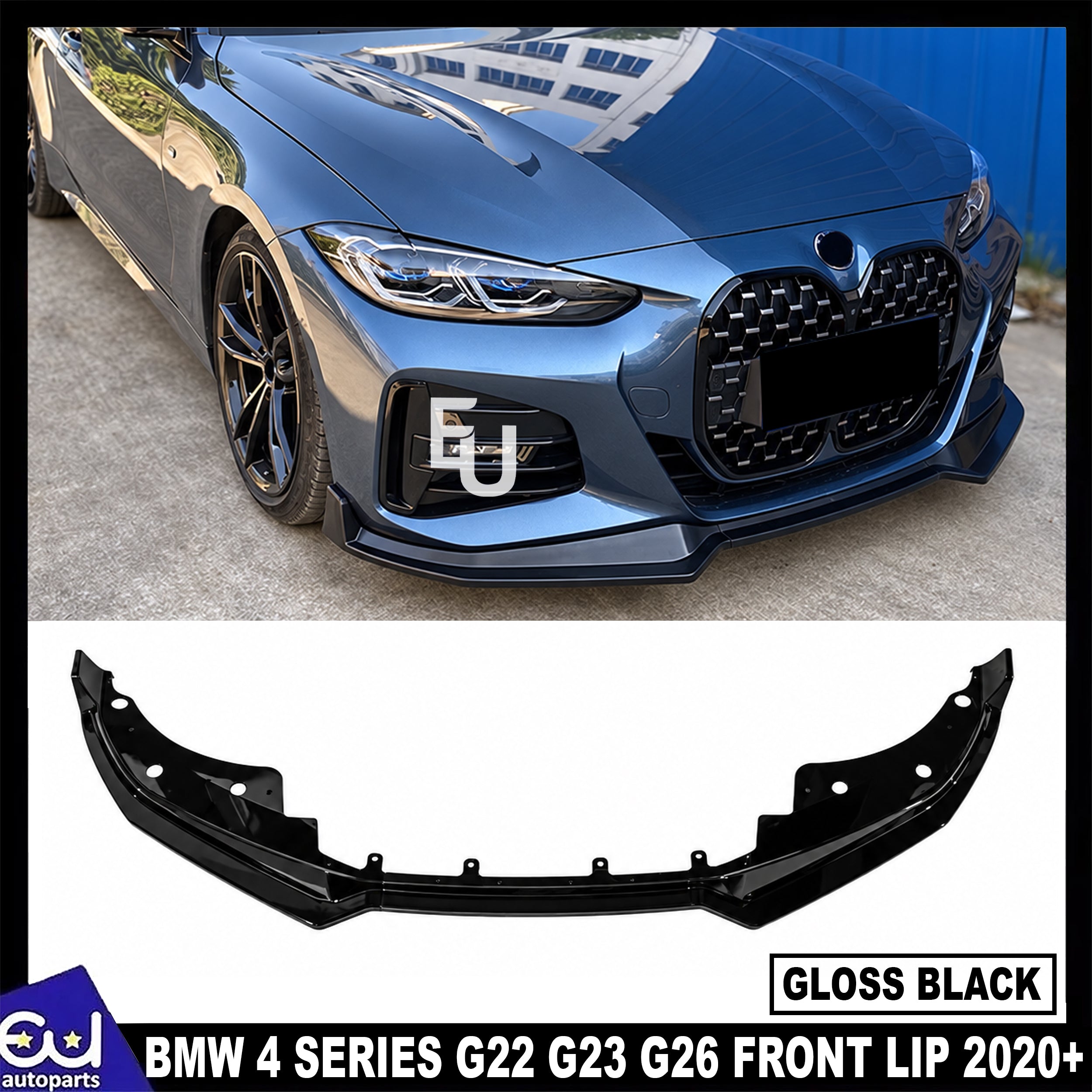 FOR BMW 4 SERIES COUPE G22 G23 G26 FRONT SPLITTER LIP M SPORT GLOSS BLACK 2020+