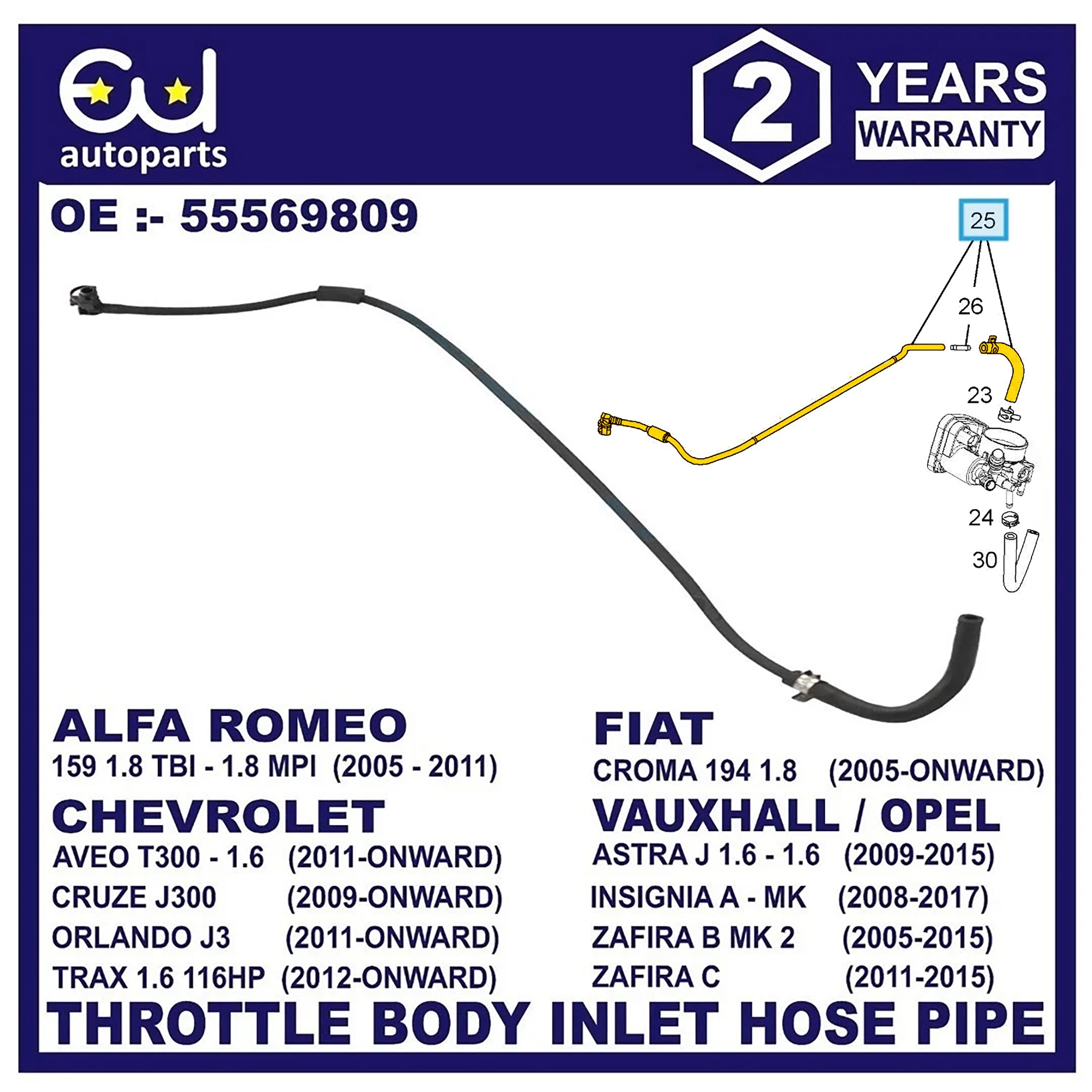 THROTTLE BODY INLET HOSE FOR VAUXHALL OPEL ASTRA J H MK5 MK6 1.6 PETROL 55574685