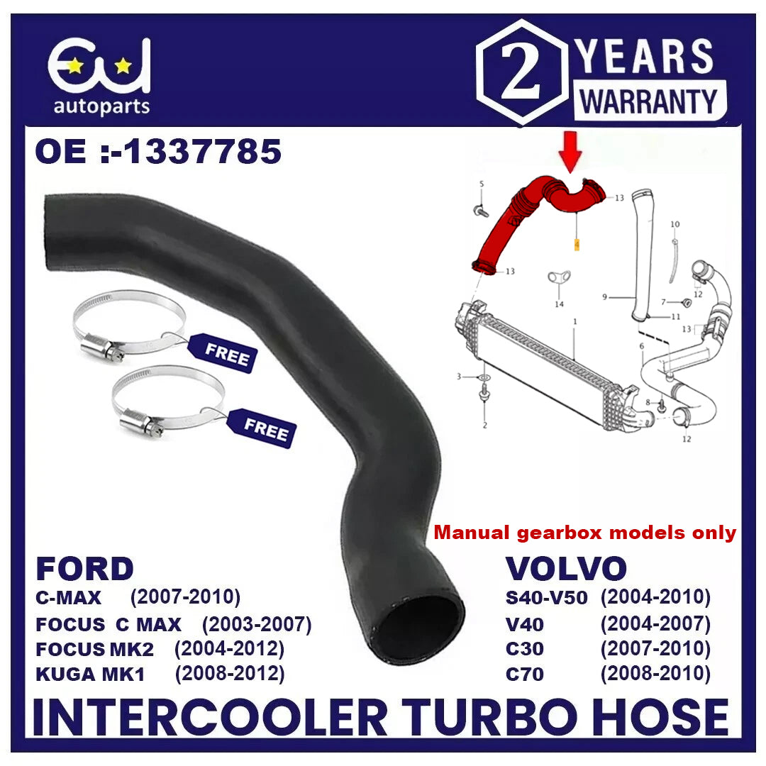 INTERCOOLER TURBO HOSE PIPE FOR VOLVO C30 S40 V50 C70 2.0 D 31261897 1318765