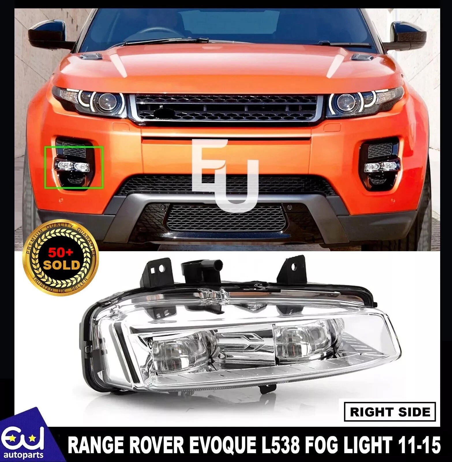 RH DRIVER O/S SIDE FRONT FOG LIGHT LAMP FOR RANGE ROVER EVOQUE L538 2011-2015 UK