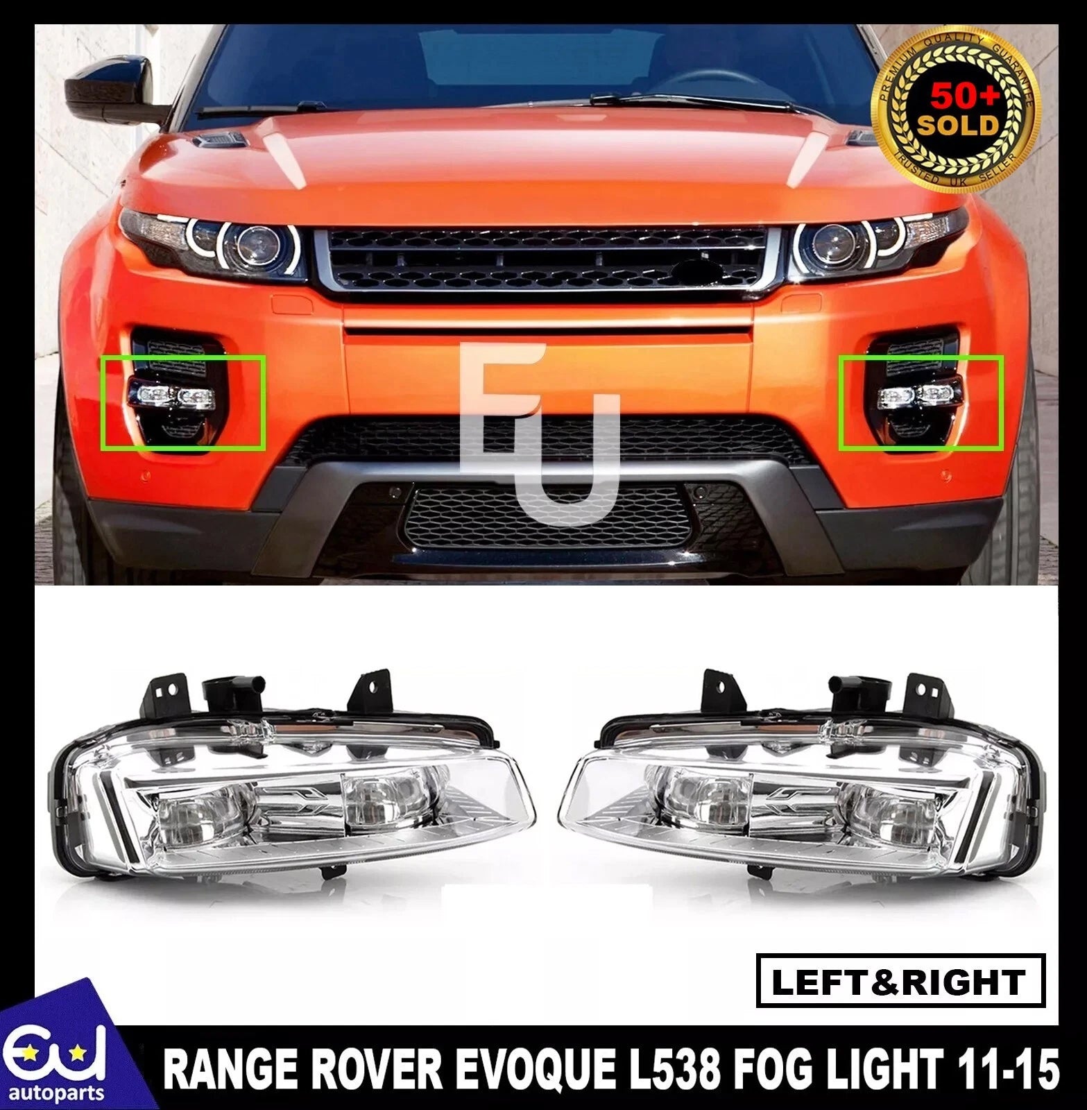 PAIR FRONT LED FOG LIGHT LAMP FOR LAND RANGE ROVER EVOQUE L538 2011-2015 UK