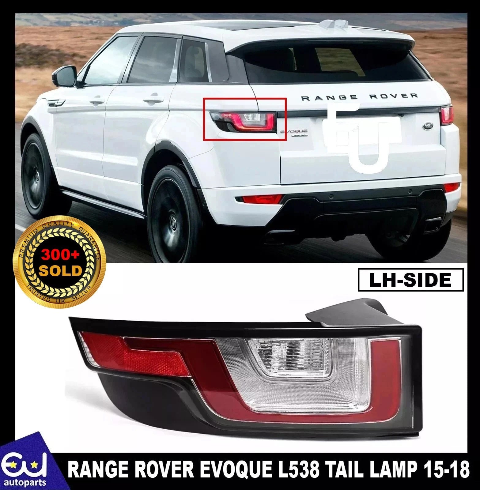 LEFT N/S REAR TAIL LIGHT BRAKE LAMP FOR LAND RANGE ROVER EVOQUE L538 2016-20 UK