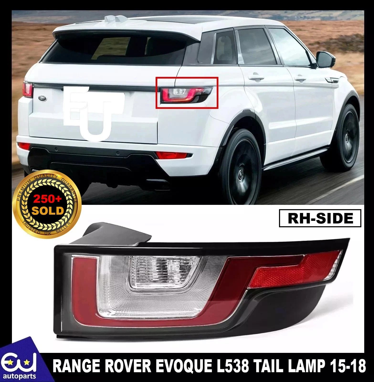 RIGHT DRIVER SIDE REAR TAIL LIGHT BRAKE LAMP FOR RANGE ROVER EVOQUE L538 2015-18