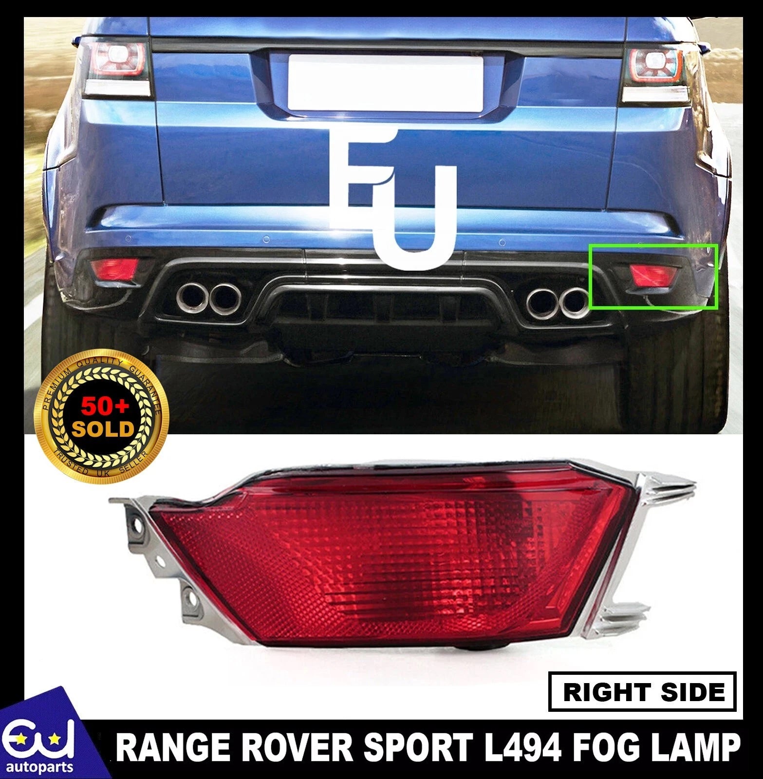 REAR BUMPER FOG LAMP LIGHT LENS FOR RANGE ROVER SPORT 2013 L494 RH REFLECTOR