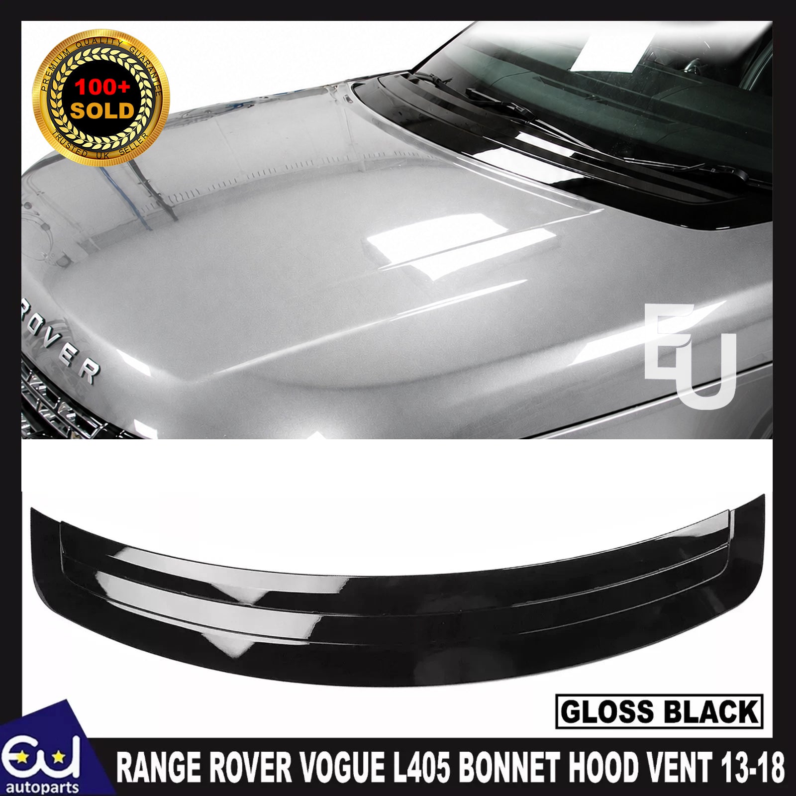 FOR RANGE ROVER VOGUE L405 BONNET HOOD VENT GRILL TRIM GLOSS BLACK 2013-2018
