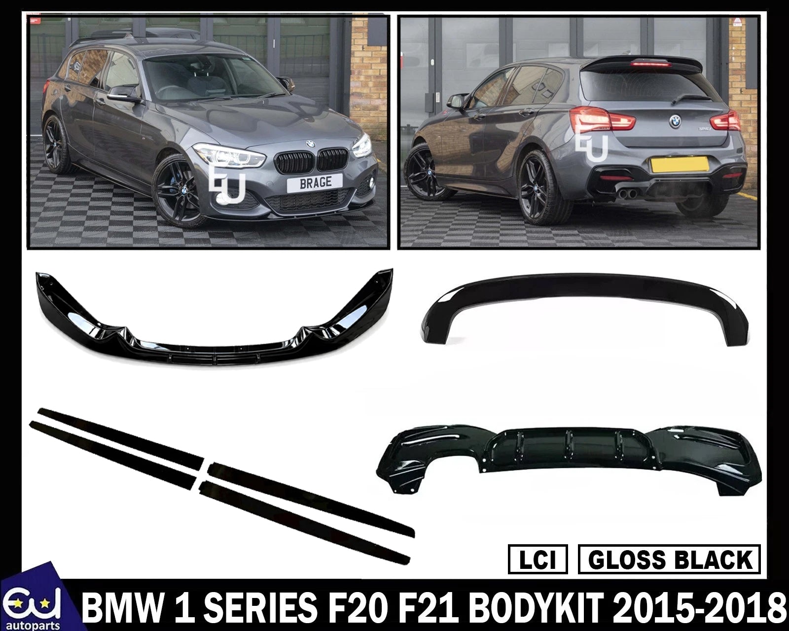 BMW 1 SERIES F20 F21 120i 120d FRONT SPLITTER REAR DIFFUSER BODYKIT 2015-18 LCI
