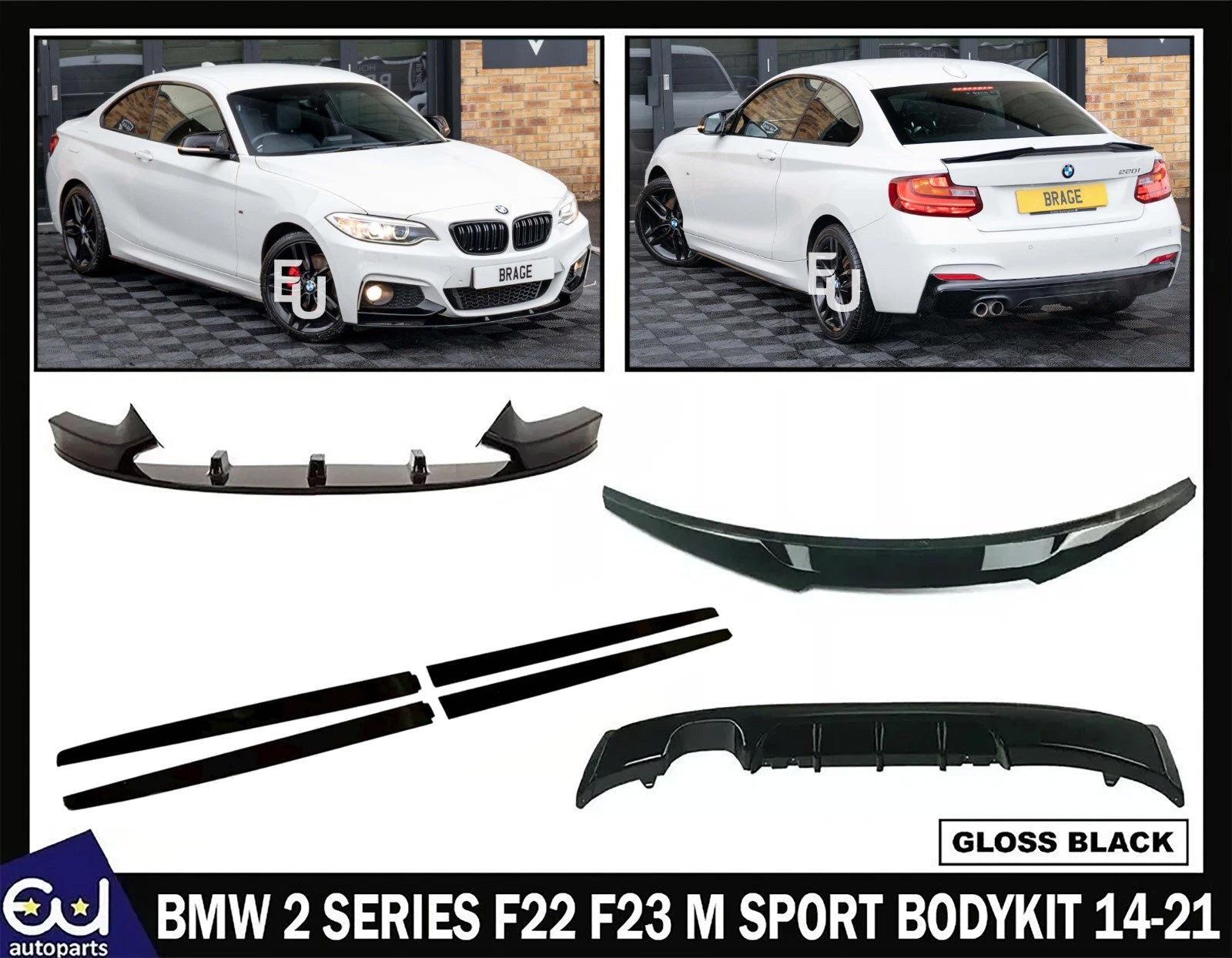 FOR BMW 2 SERIES F22 F23 FRONT SPLITTER LIP REAR DIFFUSER BODYKIT BODY KIT 14-21