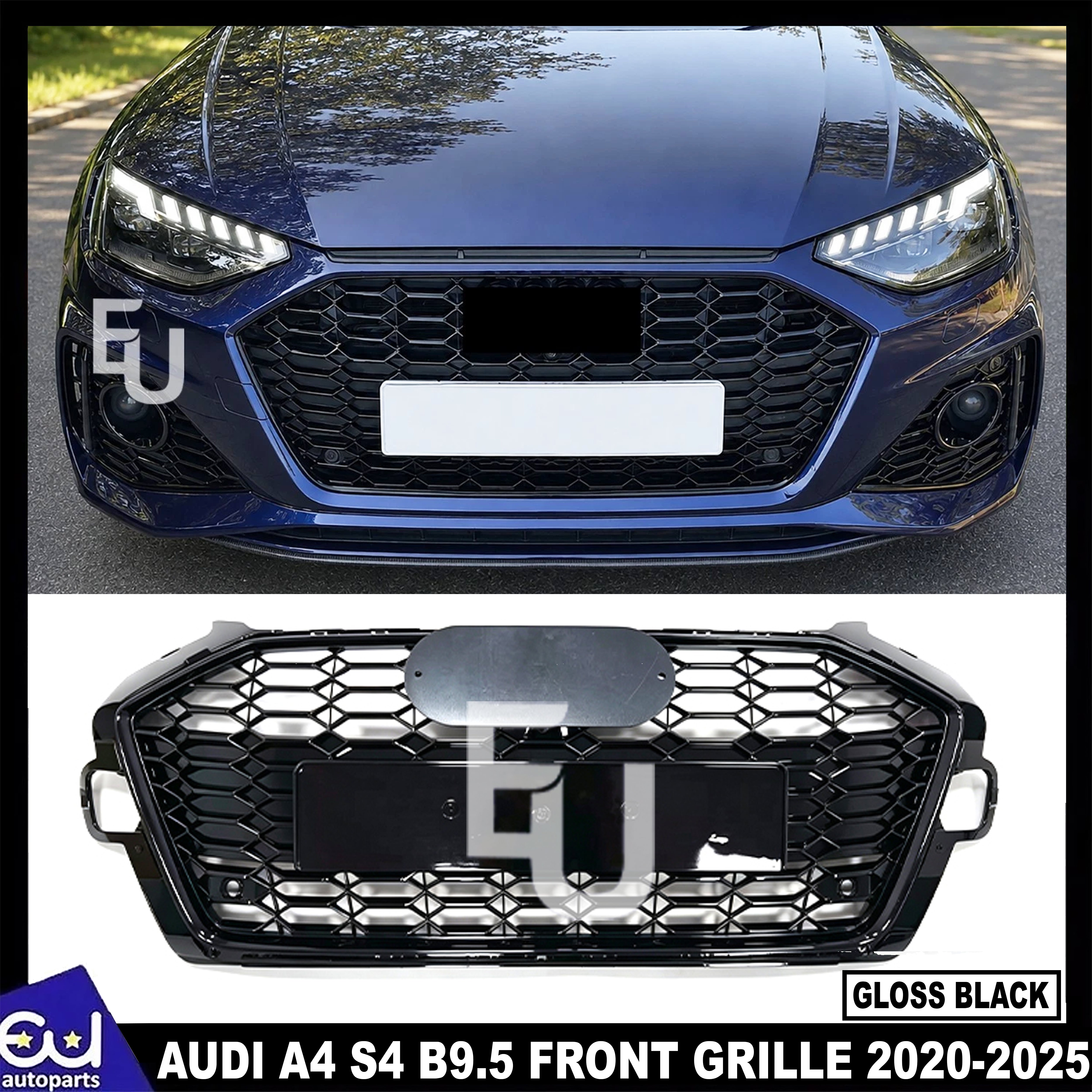 FOR AUDI A4 S4 B9.5 GRILLE GRILL RS4 STYLE HONEYCOMB RADIATOR BUMPER GLOSS 20-25