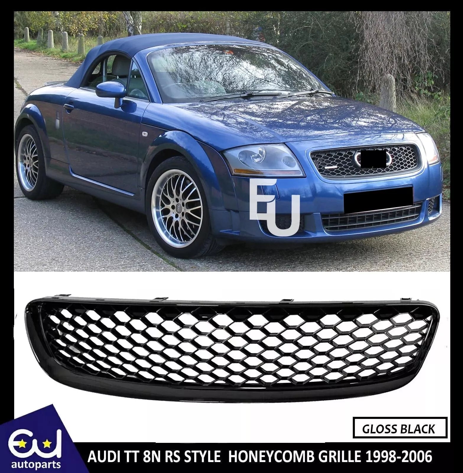 HONEYCOMB MESH BLACK BADGELESS DEBADGED GRILL GRILLE FOR AUDI TT 8N MK1 98-06