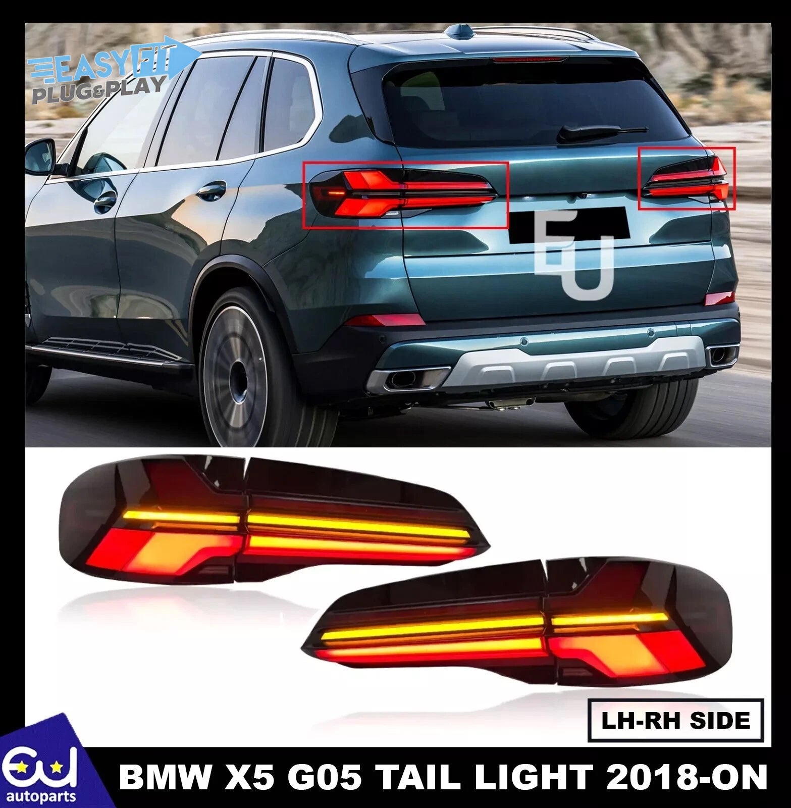 FOR BMW X5 G05 UPGRADE LED REAR OUTER INNER TAIL LIGHT BRAKE LAMP 18-25 FACELIFT