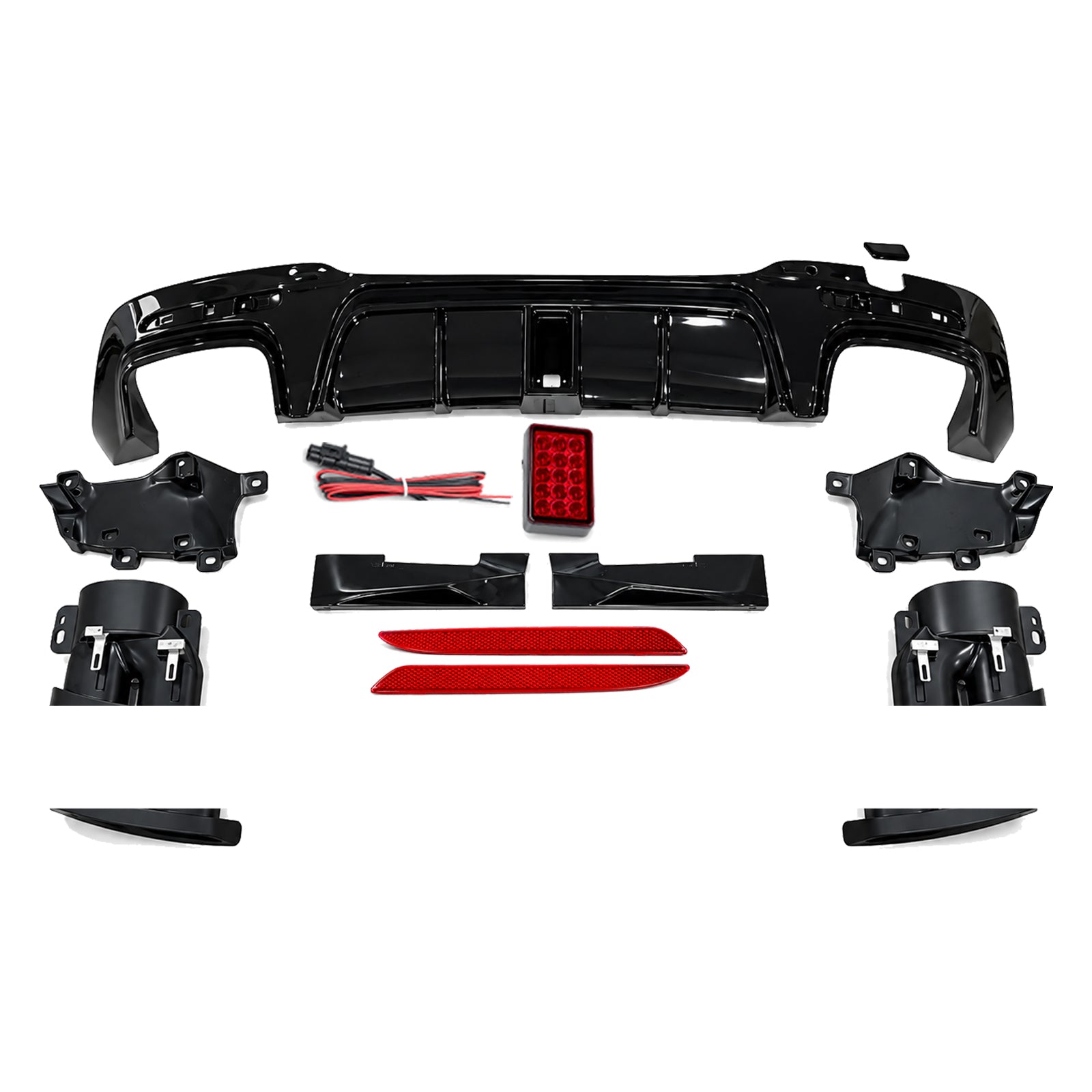 FOR MERCEDES S CLASS W222 S63 B STYLE AMG REAR DIFFUSER TAILPIPE 2017+ FACELIFT