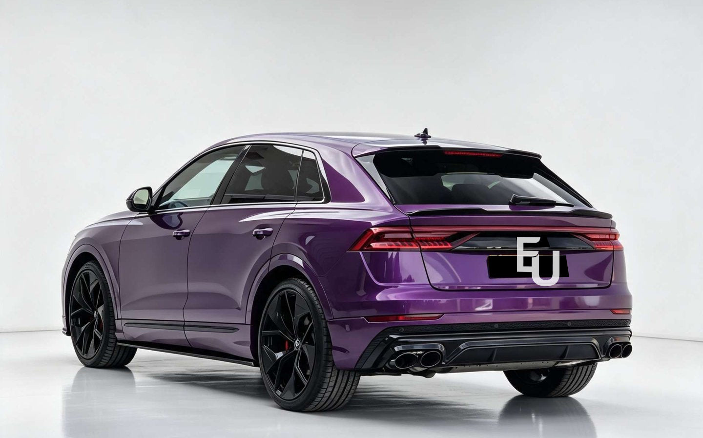 SQ8 LOOK REAR BUMPER DIFFUSER FOR AUDI Q8 2018+ WITH GLOSS BLACK EXHAUST TIPS