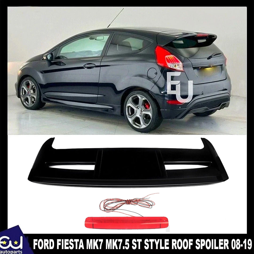 FOR FORD FIESTA MK7 MK7.5 ST STYLE REAR BOOT ROOF SPOILER GLOSS BLACK 08-19 OEM